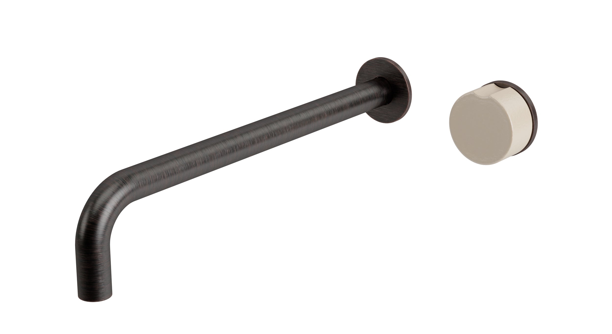 Foundry One Handle Wall Mount 12" Lavatory Faucet with Pebble Ceramic Knob Handle in Antique Bronze