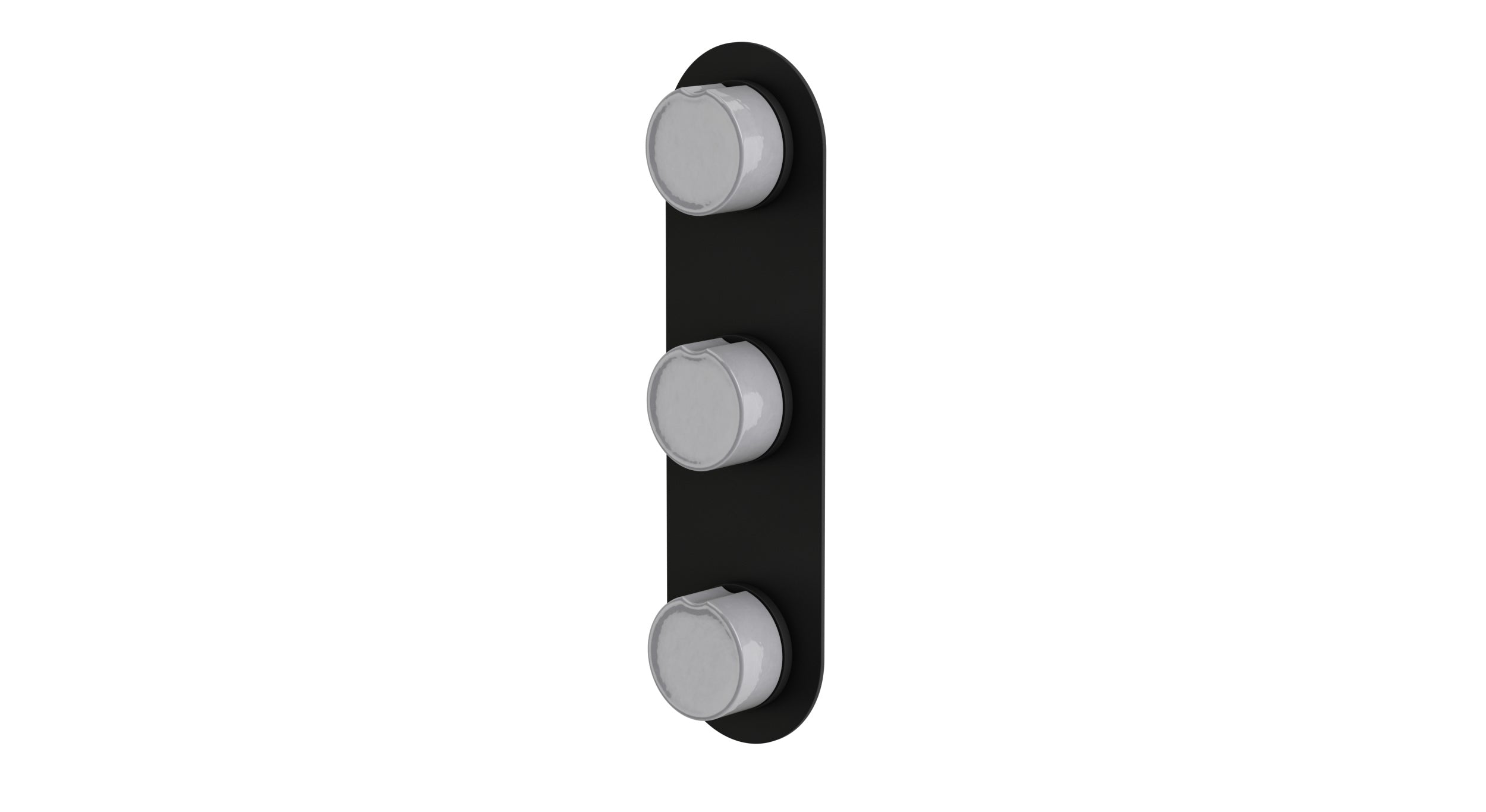Foundry Three Handle Wall Mount Shower Trim with Groove Ceramic Knob Handles in Matte Black