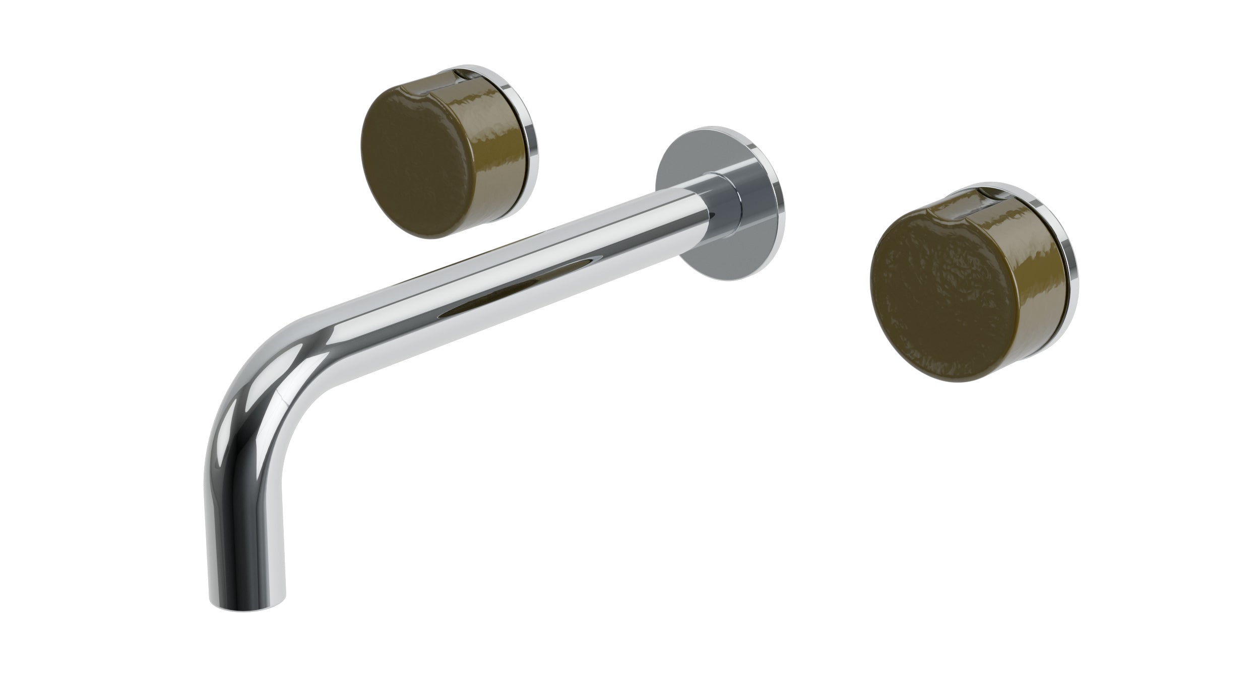 Foundry Two Handle Wall Mount 7.5" Lavatory Faucet with Groove Ceramic Knob Handles in Polished Chrome