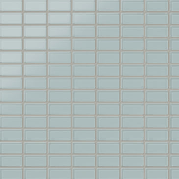 1x2 Straight Set Sheeted Glass Mosaic Tile in Great Blue Heron Matte
