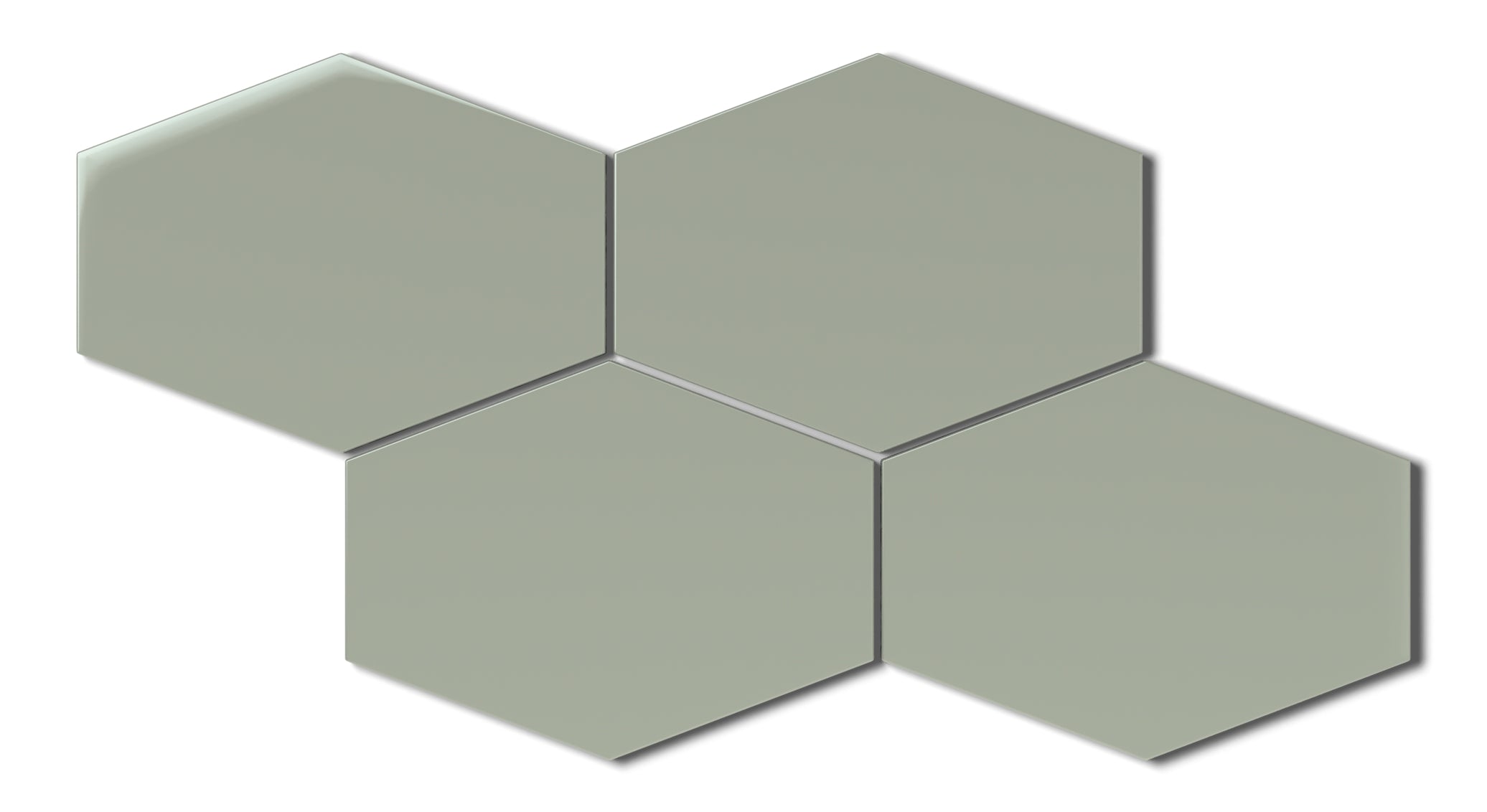 Elongated Hexagon Natural Press Ceramic Tile in Terre Verte Gloss