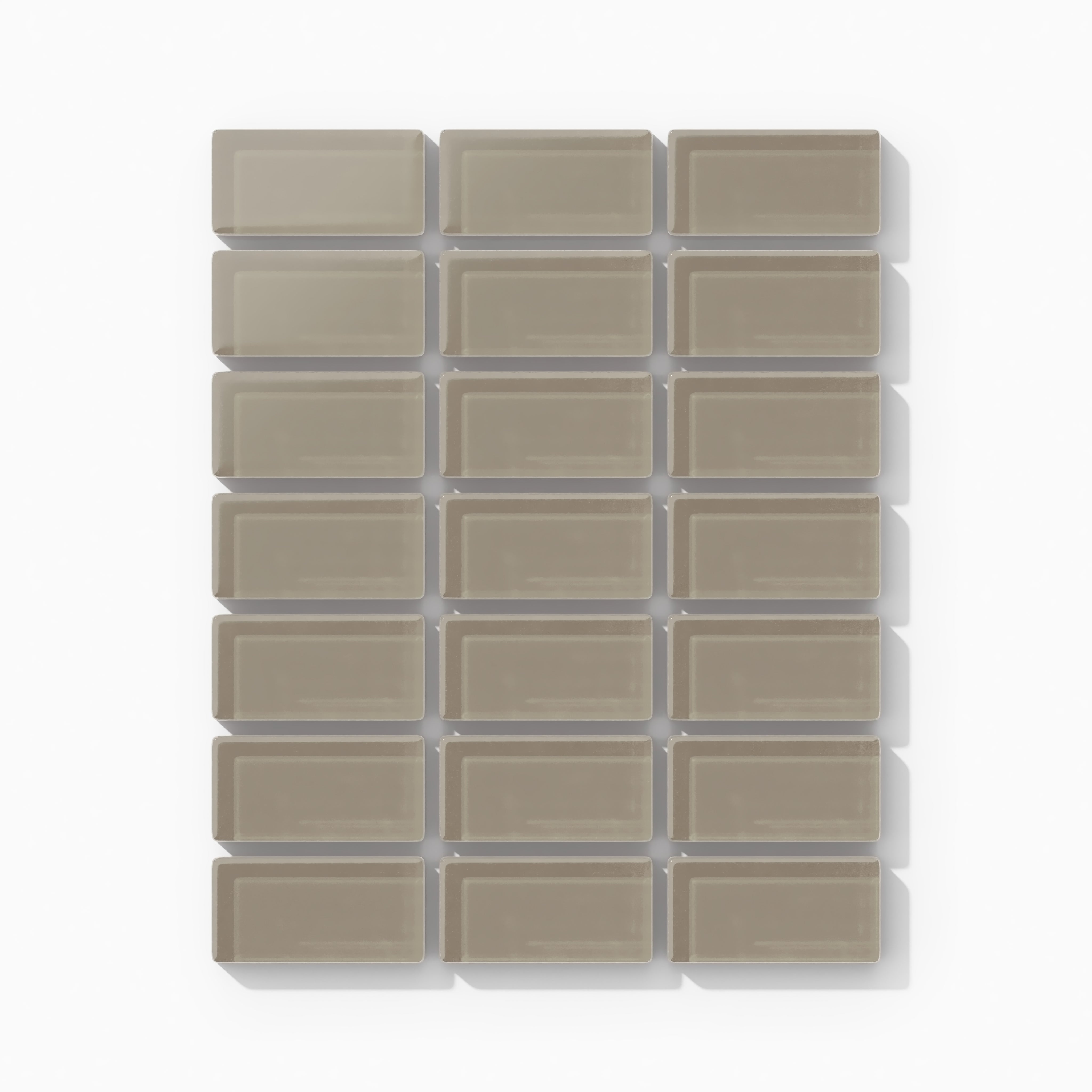 1x2 Straight Set Sheeted Glass Mosaic Tile in Quail Matte