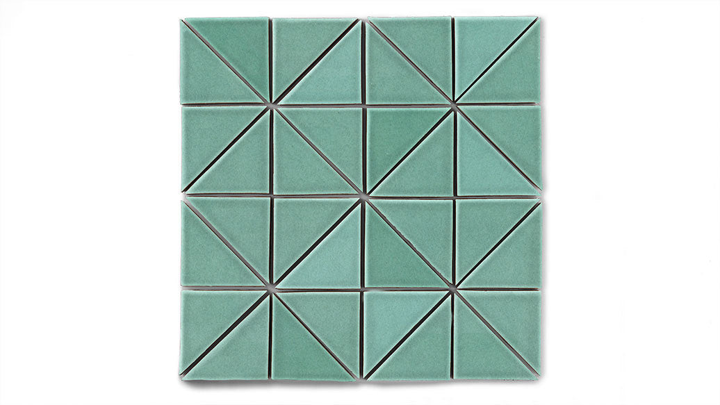 3" Triangle Sheeted - Quadrant Original Ceramic Mosaic Tile in Amalfi Coast Gloss