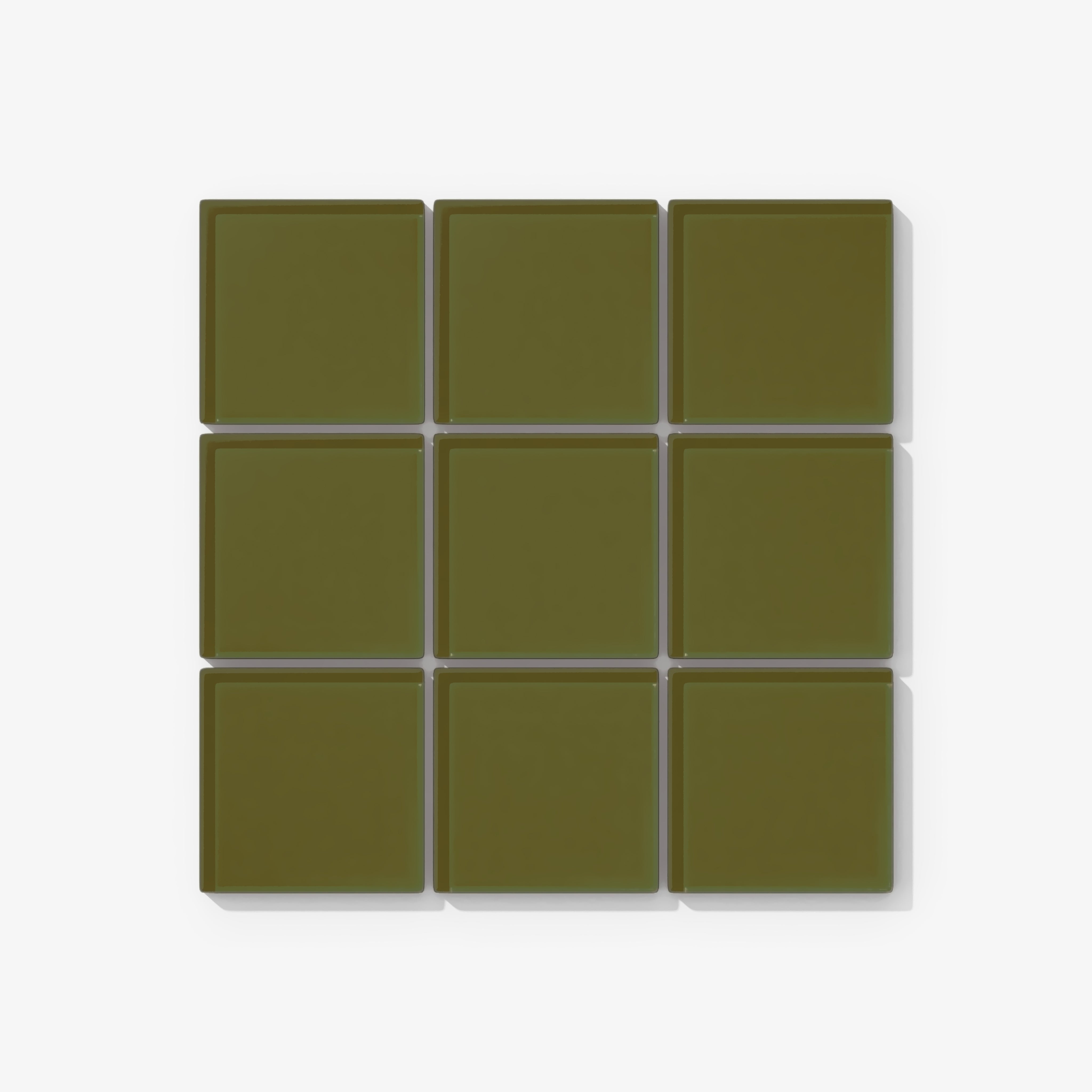 3x3 Straight Set Sheeted Glass Mosaic Tile in Cormorant Gloss