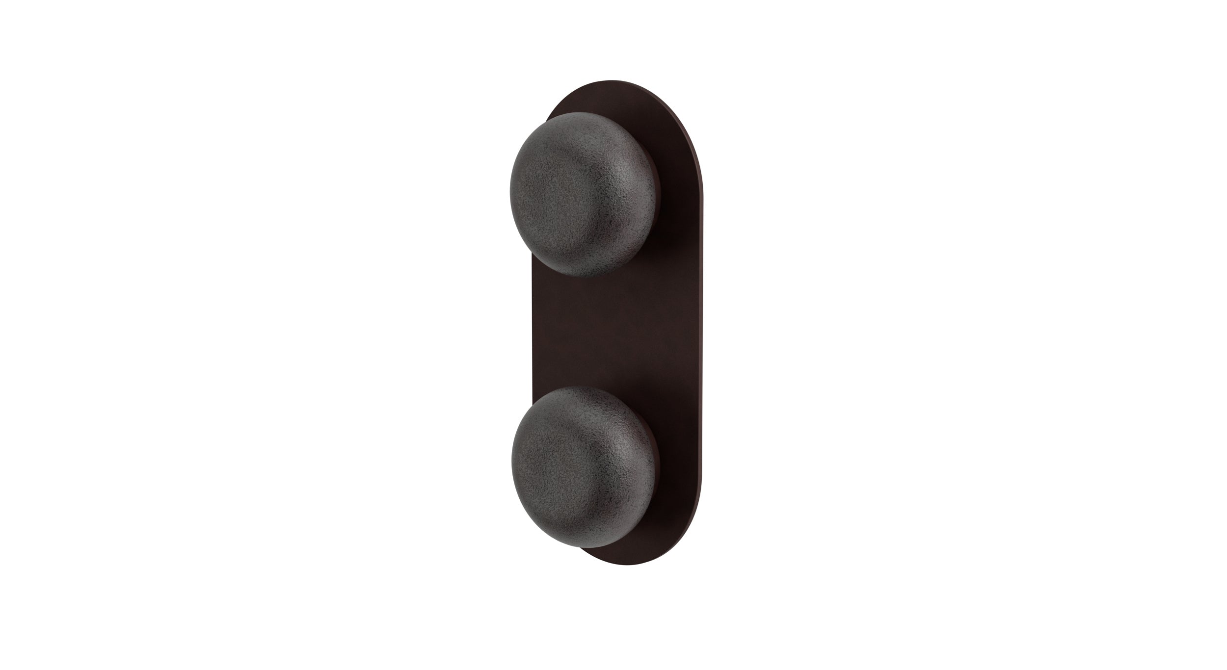 Foundry Two Handle Wall Mount Shower Trim with Pebble Ceramic Knob Handles in Architectural Copper