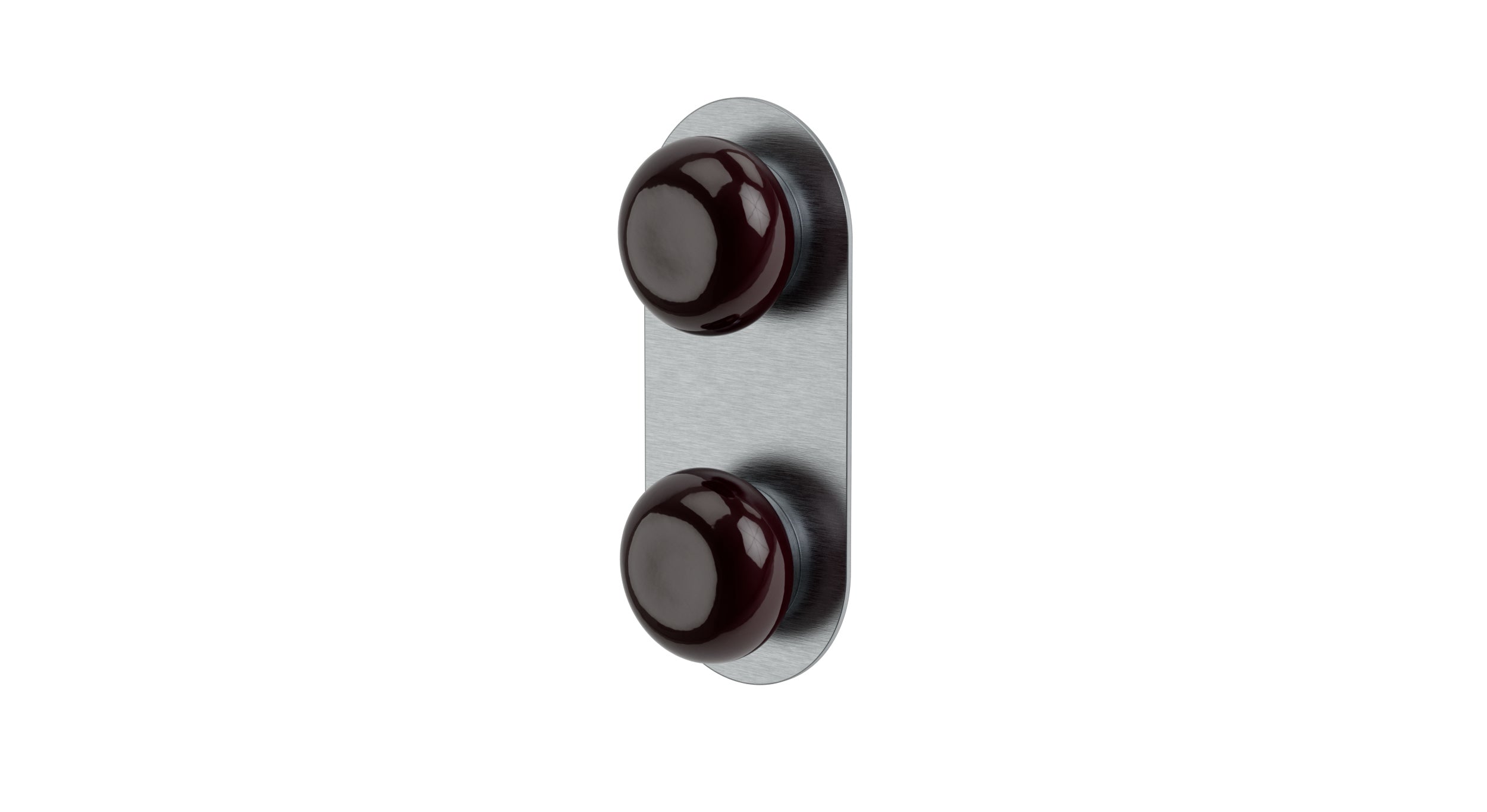 Foundry Two Handle Wall Mount Shower Trim with Pebble Ceramic Knob Handles in Satin Chrome