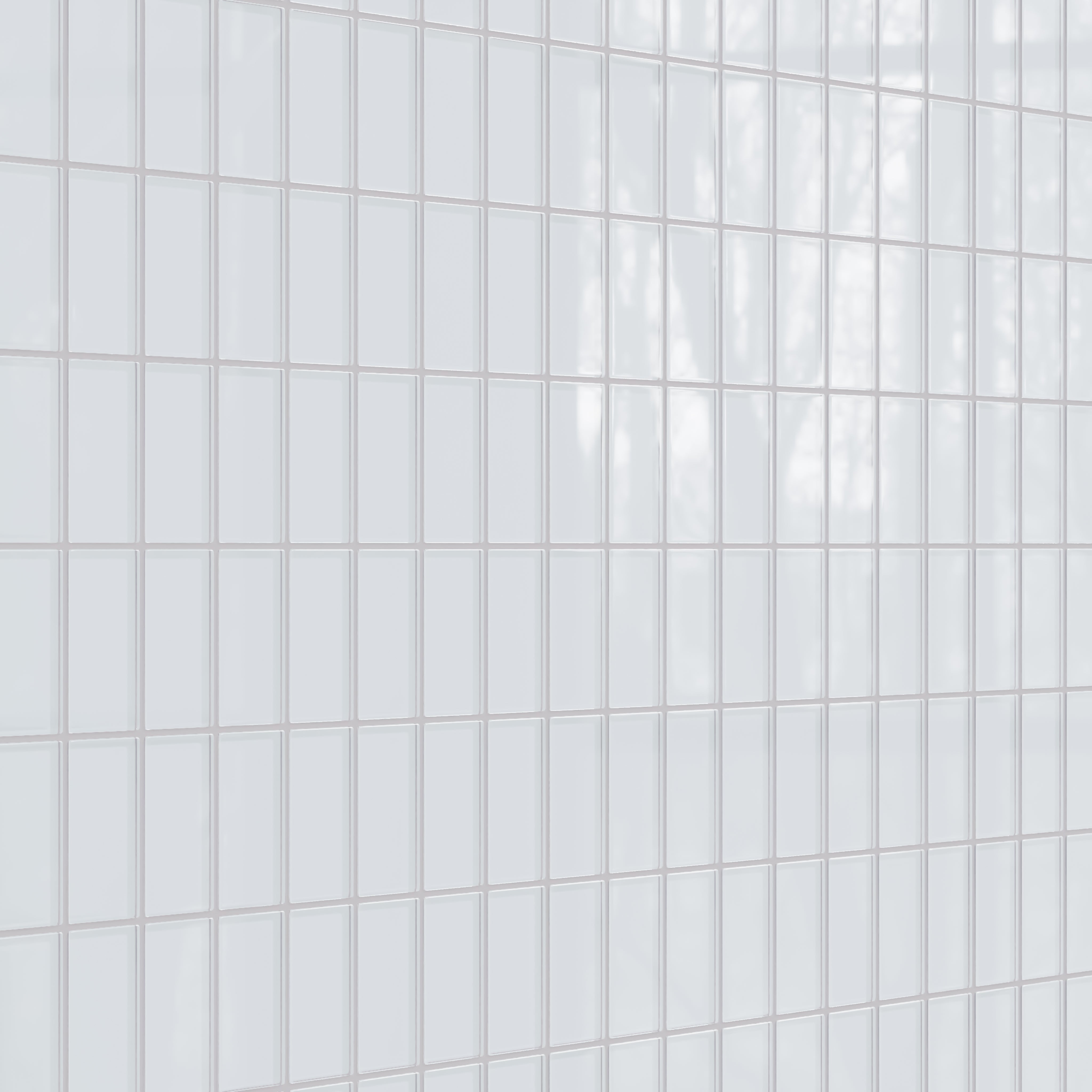 2x4 Straight Set Sheeted Glass Mosaic Tile in Snowy Owl Gloss