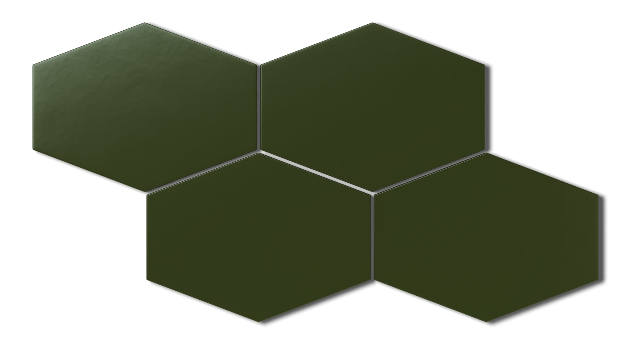 Elongated Hexagon Natural Press Ceramic Tile in Green Apatite Matte