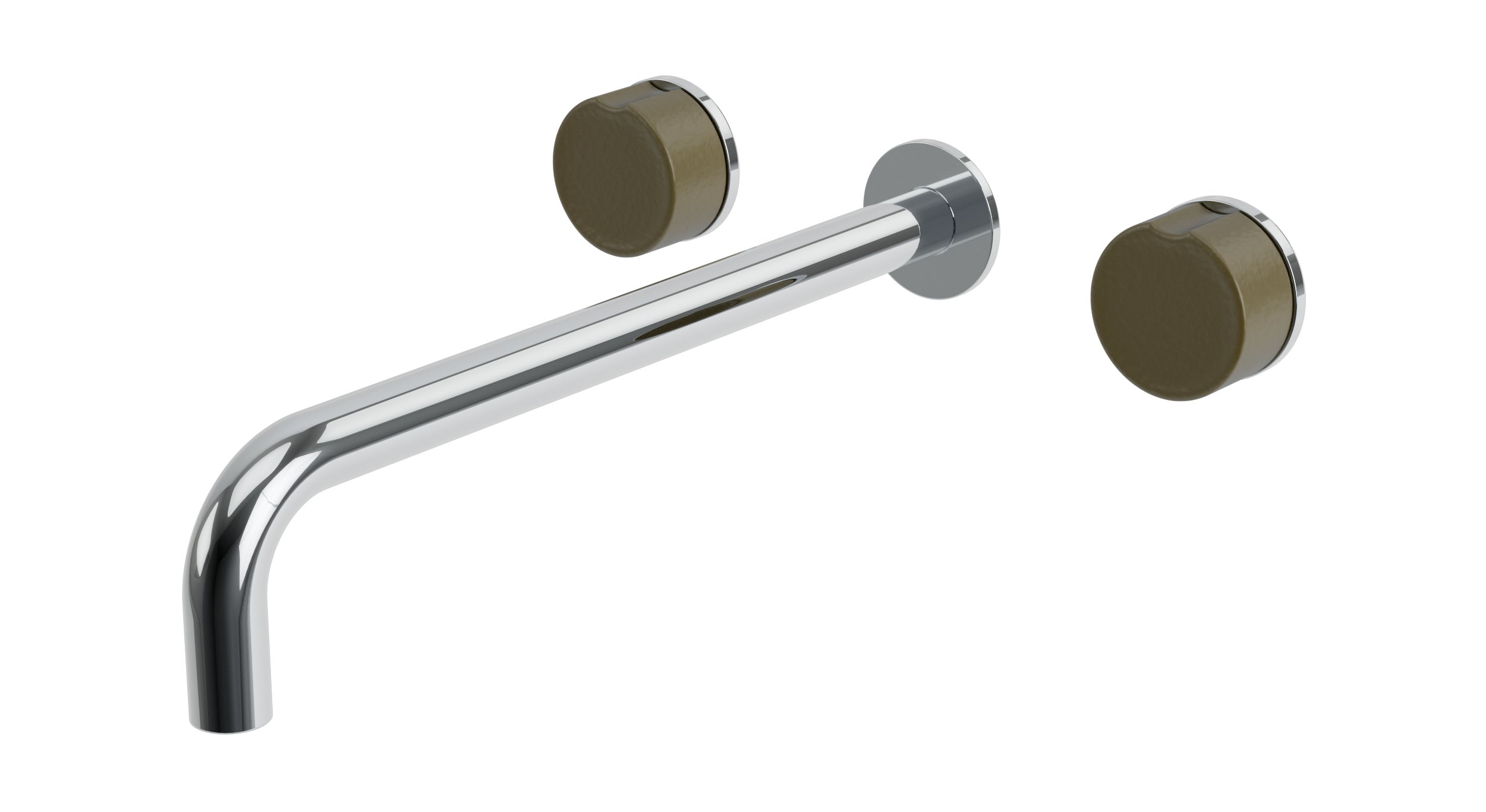 Foundry Two Handle Wall Mount 12" Lavatory Faucet with Groove Ceramic Knob Handles in Polished Chrome