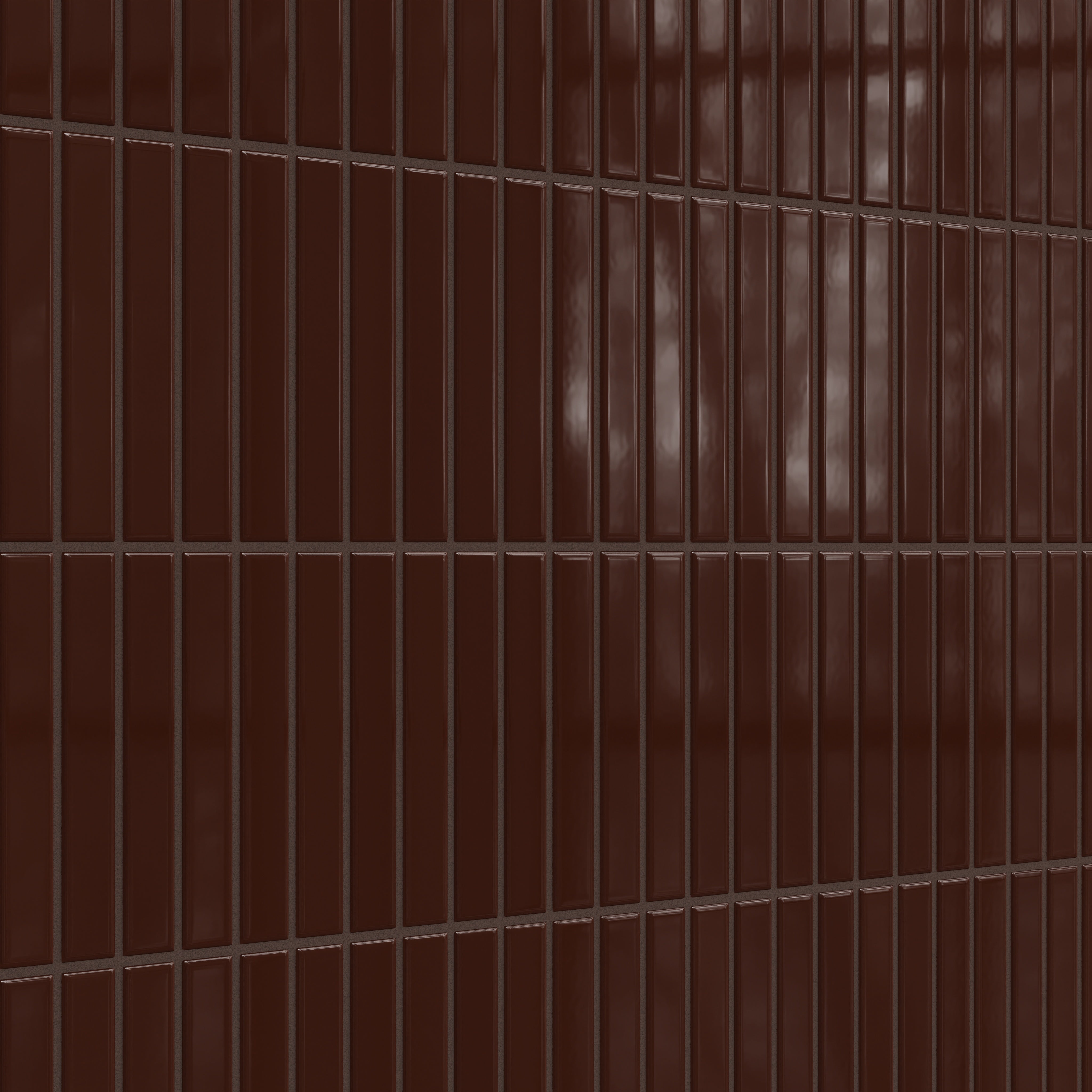 1x6 Straight Set Sheeted Original Ceramic Mosaic Tile in Garnet Gloss