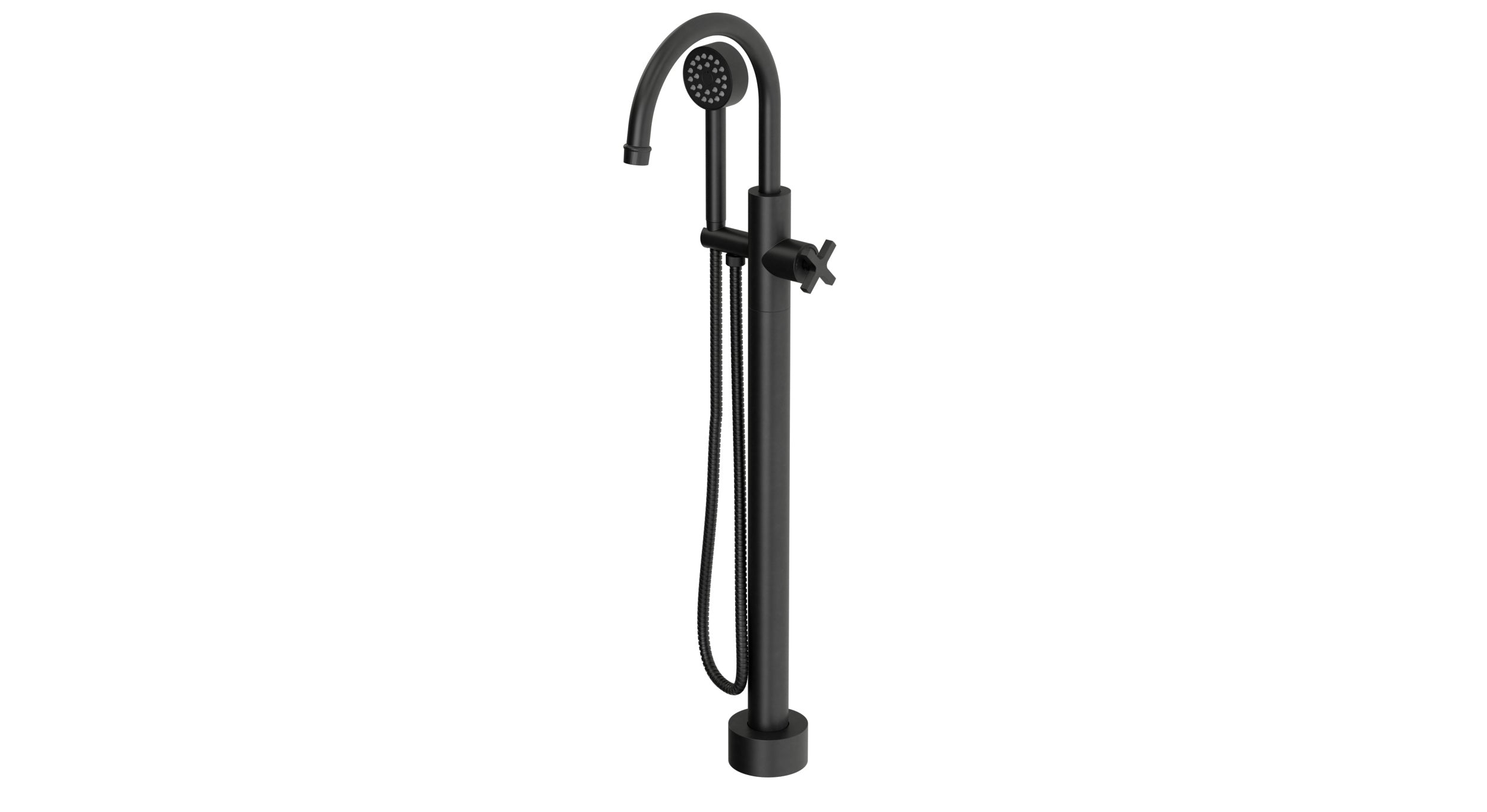 Emerson One Handle Floor Mount Gooseneck Bath Trim with Hand Shower and Classic Cross Handle in Oil Rubbed Bronze