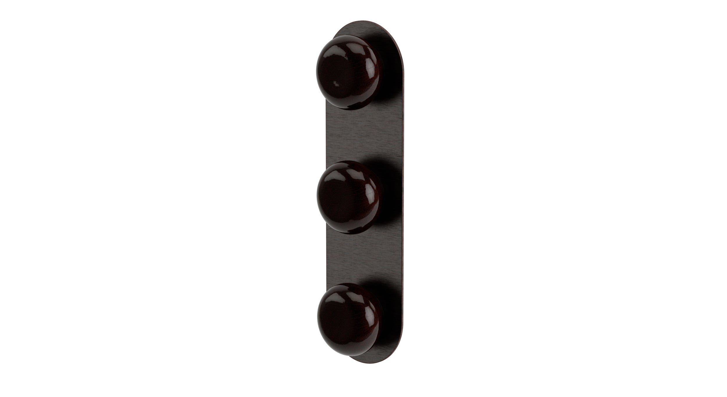 Foundry Three Handle Wall Mount Shower Trim with Pebble Ceramic Knob Handles in Antique Bronze