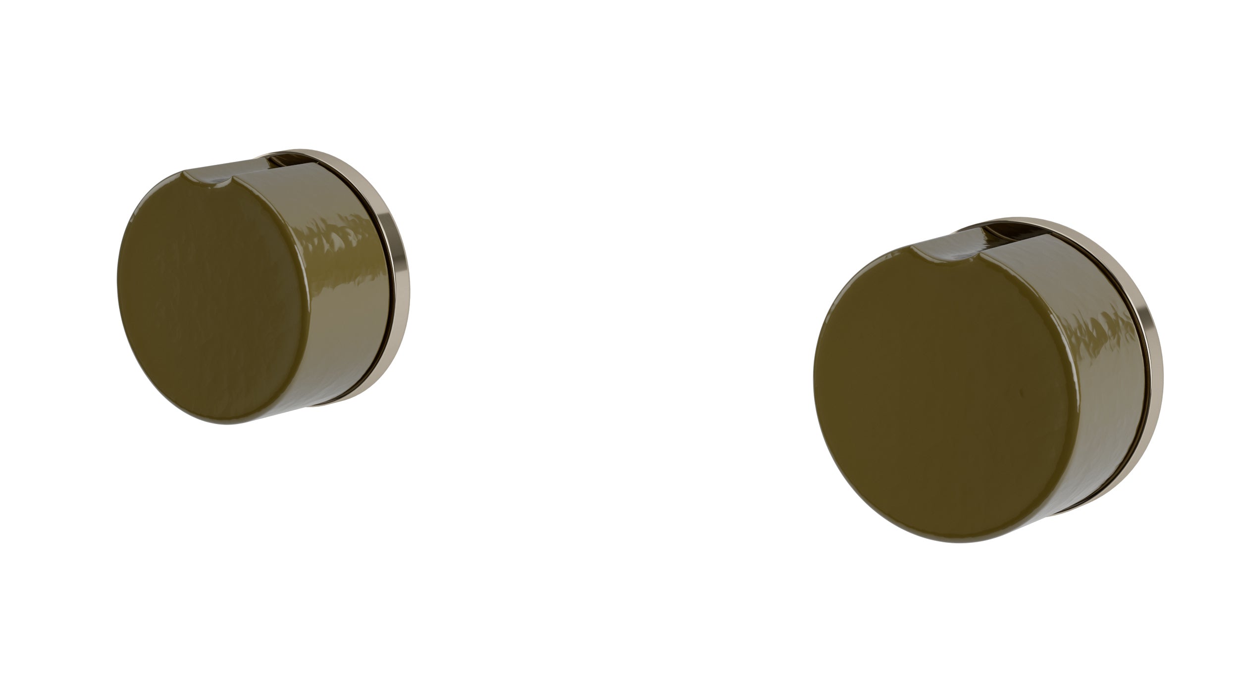 Foundry Two Handle Wall Mount Bath Trim with Groove Ceramic Knob Handles in Polished Nickel