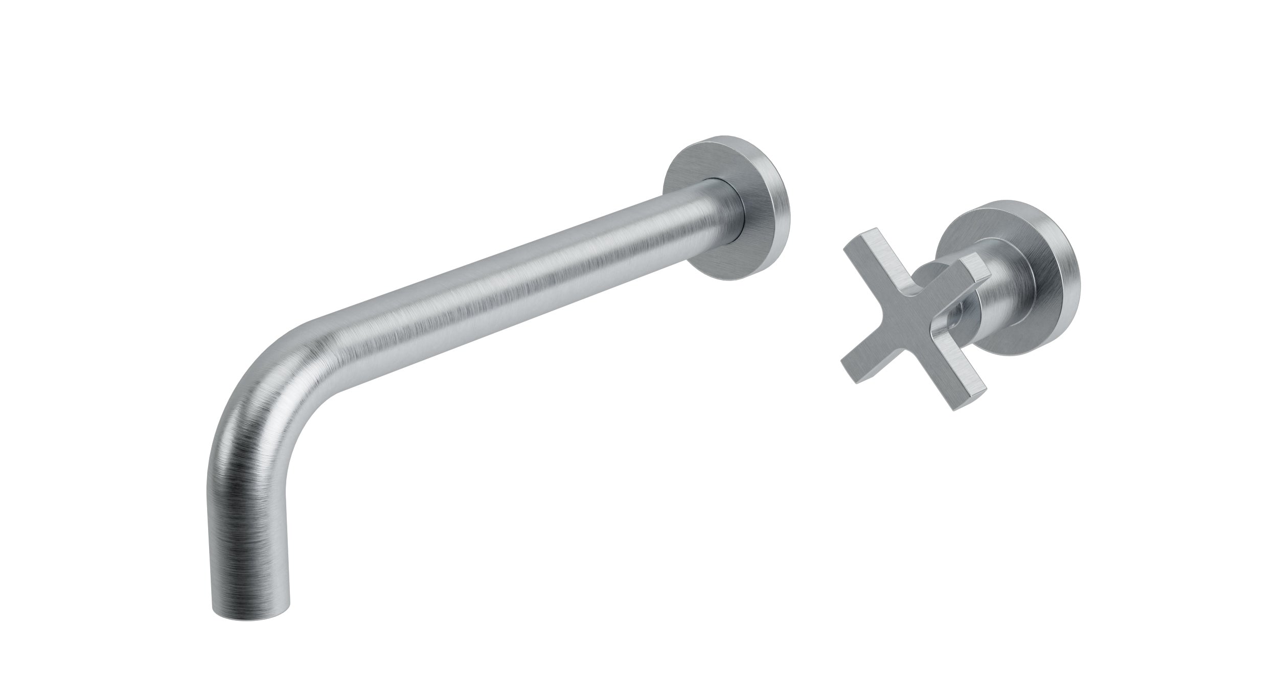 Flatiron One Handle Wall Mount 10" Lavatory Faucet with Linear Cross Handle in Satin Chrome