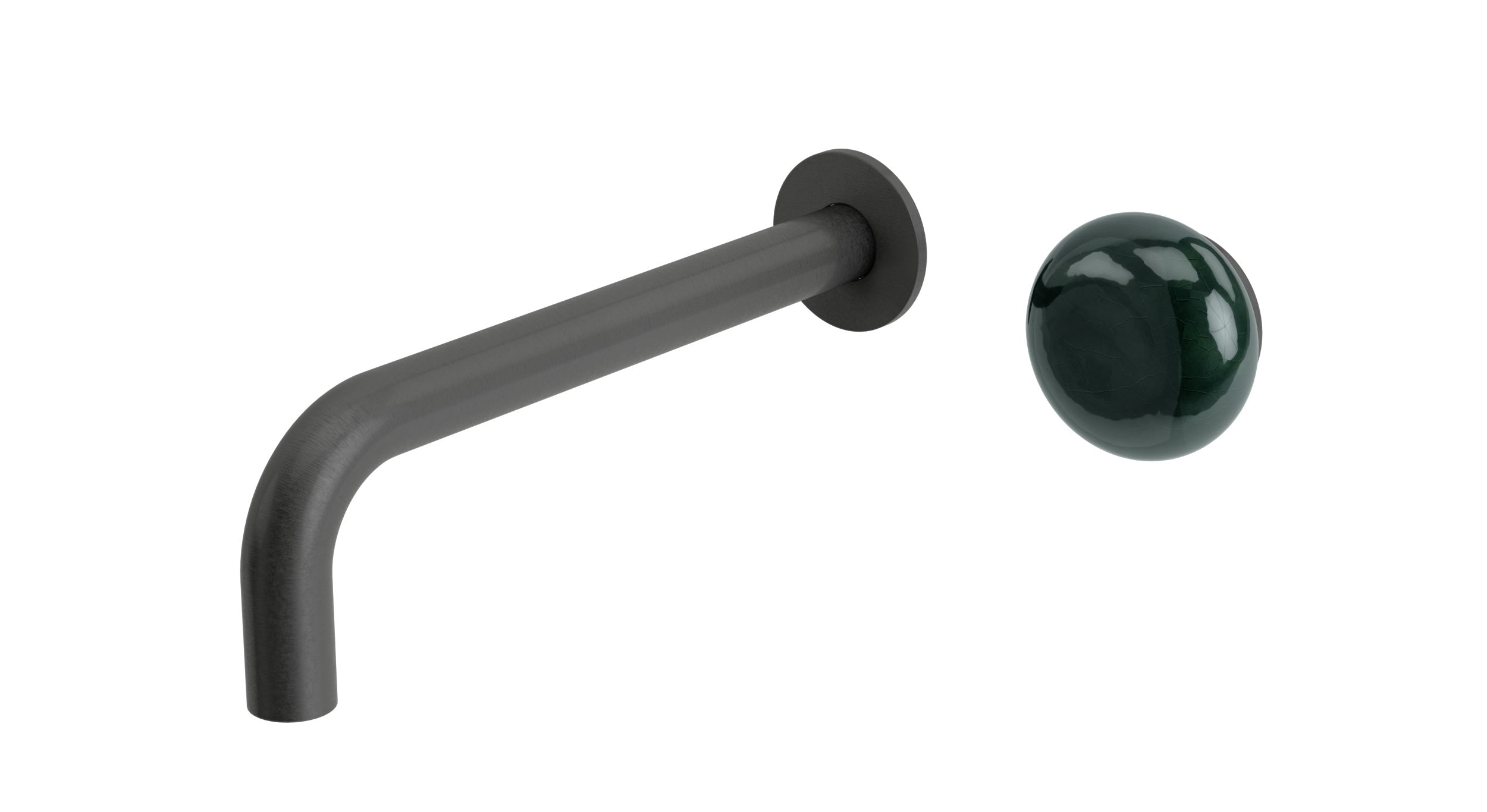Foundry One Handle Wall Mount 7.5" Lavatory Faucet with Pebble Ceramic Knob Handle in Blackened Nickel