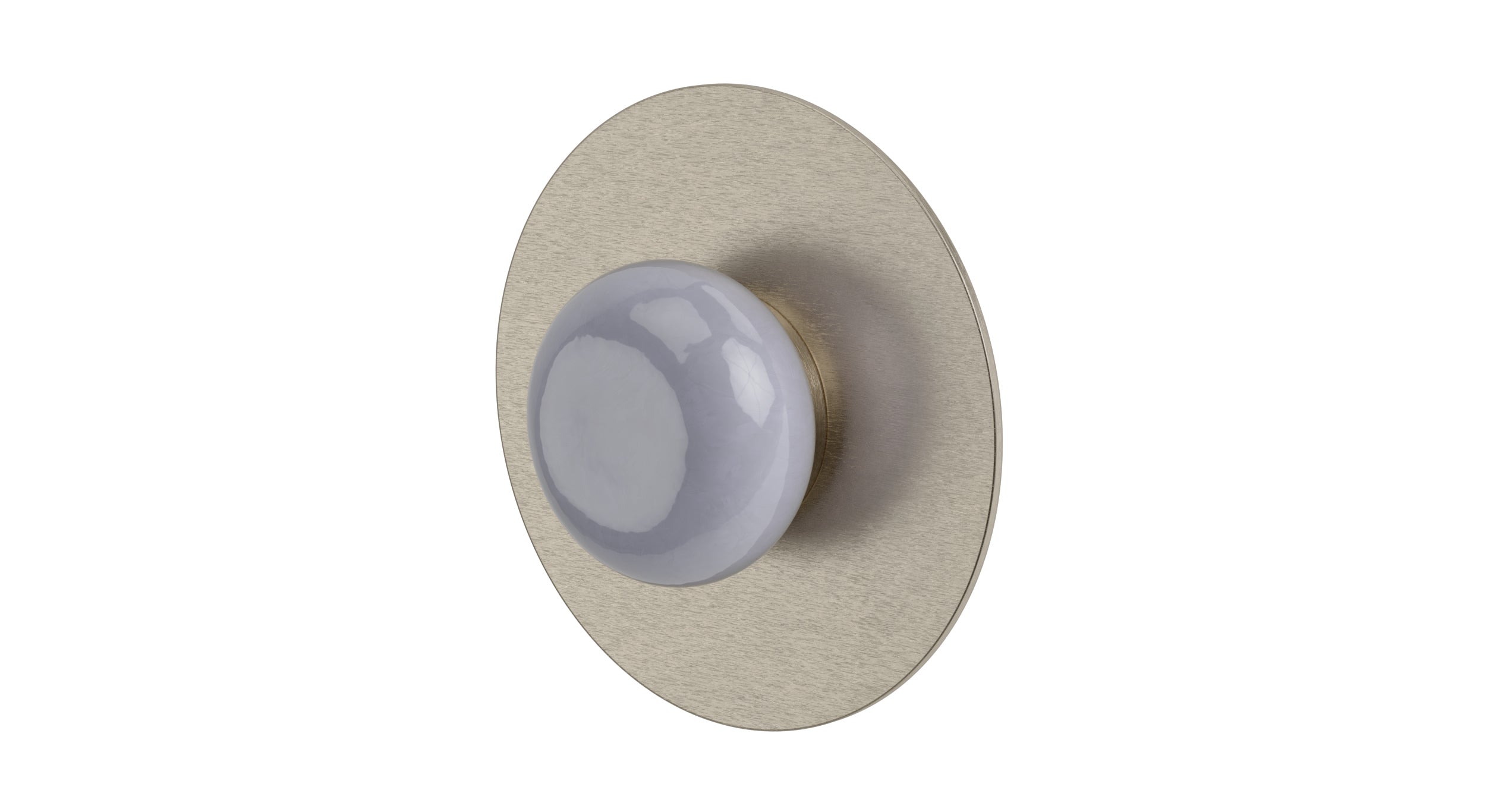 Foundry One Handle Wall Mount Shower Trim with Pebble Ceramic Knob Handle in Satin Nickel