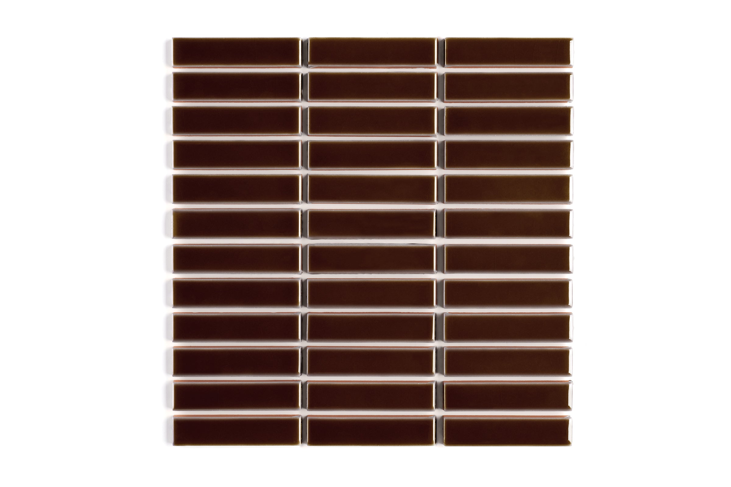 1x4 Straight Set Sheeted Original Ceramic Mosaic Tile in Garnet Gloss