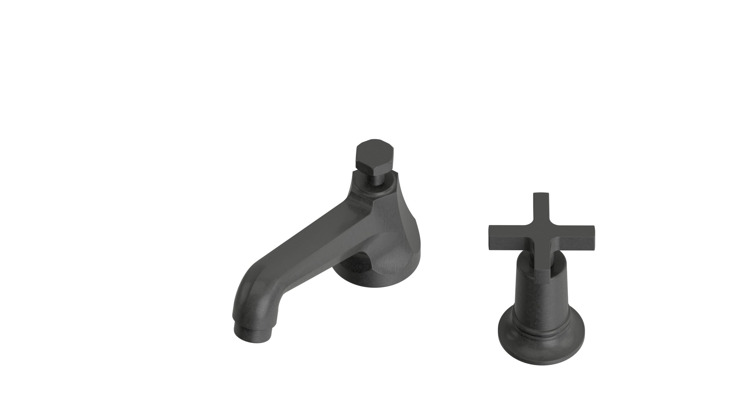 Emerson One Handle Deck Mount Low Hexagon Lavatory Faucet with Classic Cross Handle in Blackened Nickel