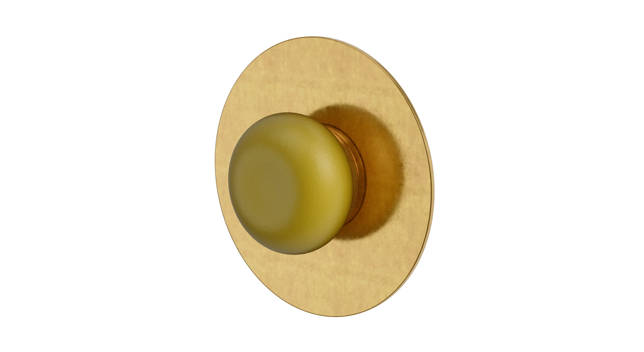 Foundry One Handle Wall Mount Shower Trim with Pebble Ceramic Knob Handle in French Brass