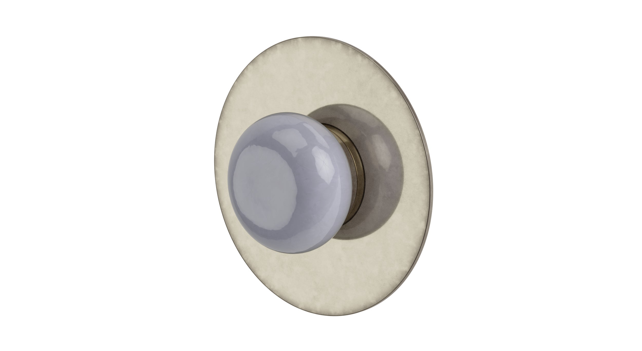 Foundry One Handle Wall Mount Shower Trim with Pebble Ceramic Knob Handle in French Nickel