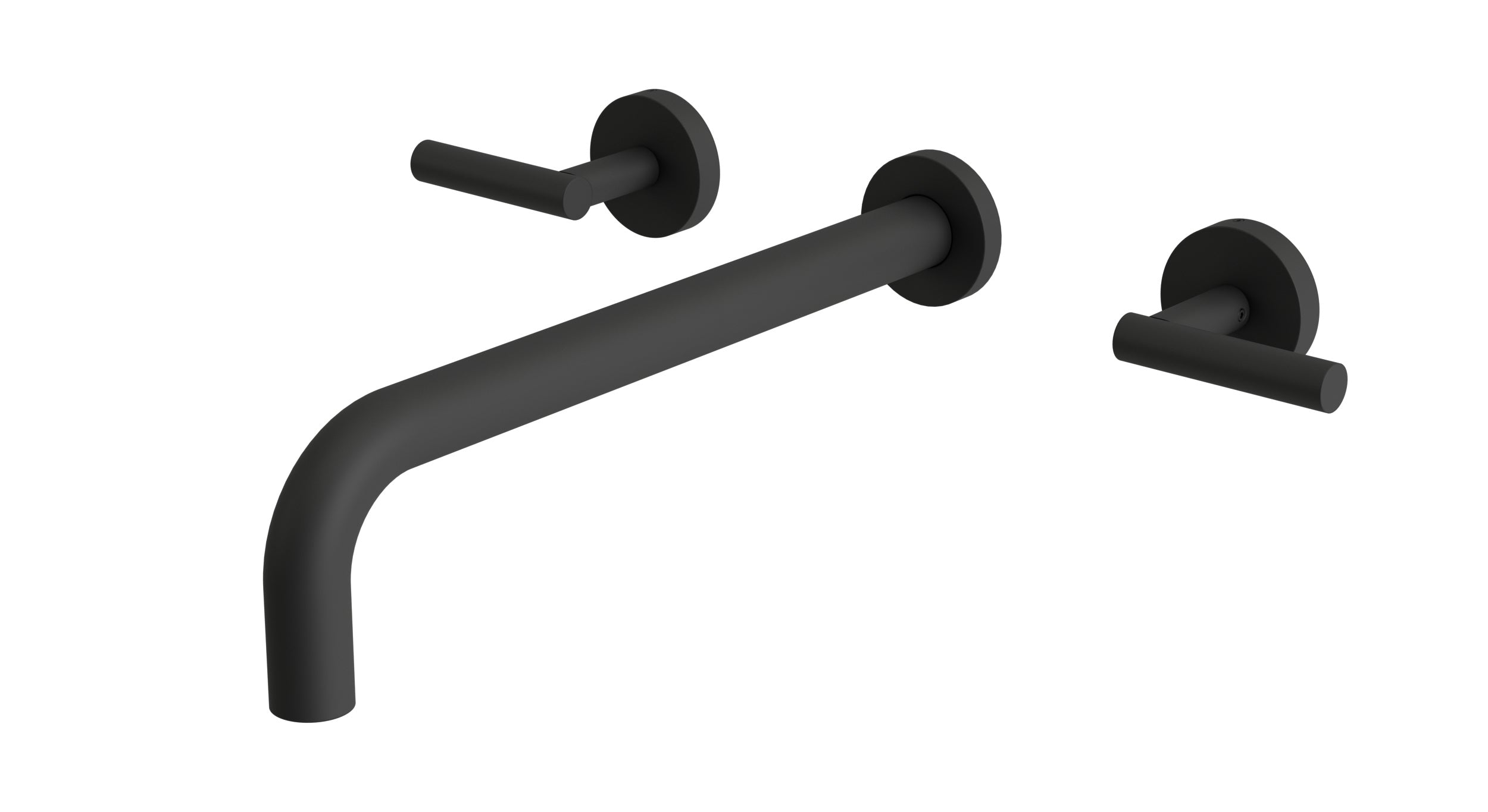 Contour Two Handle Wall Mount 12" Lavatory Faucet with Soft Lever Handles in Matte Black