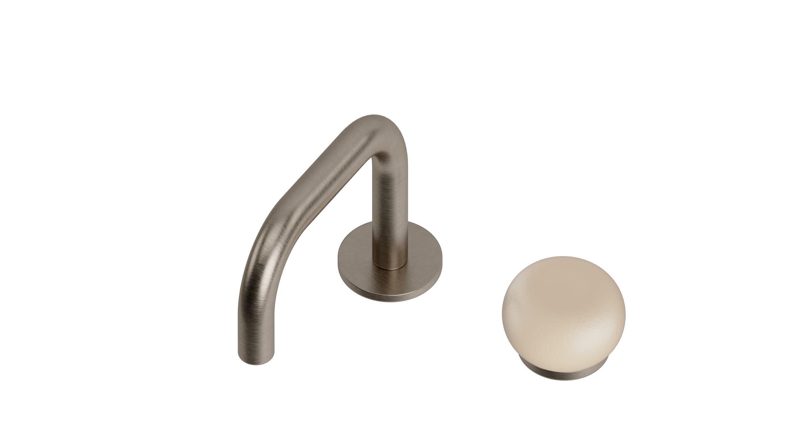 Foundry One Handle Deck Mount Squaretop Lavatory Faucet with Pebble Ceramic Knob Handle in Antique Nickel