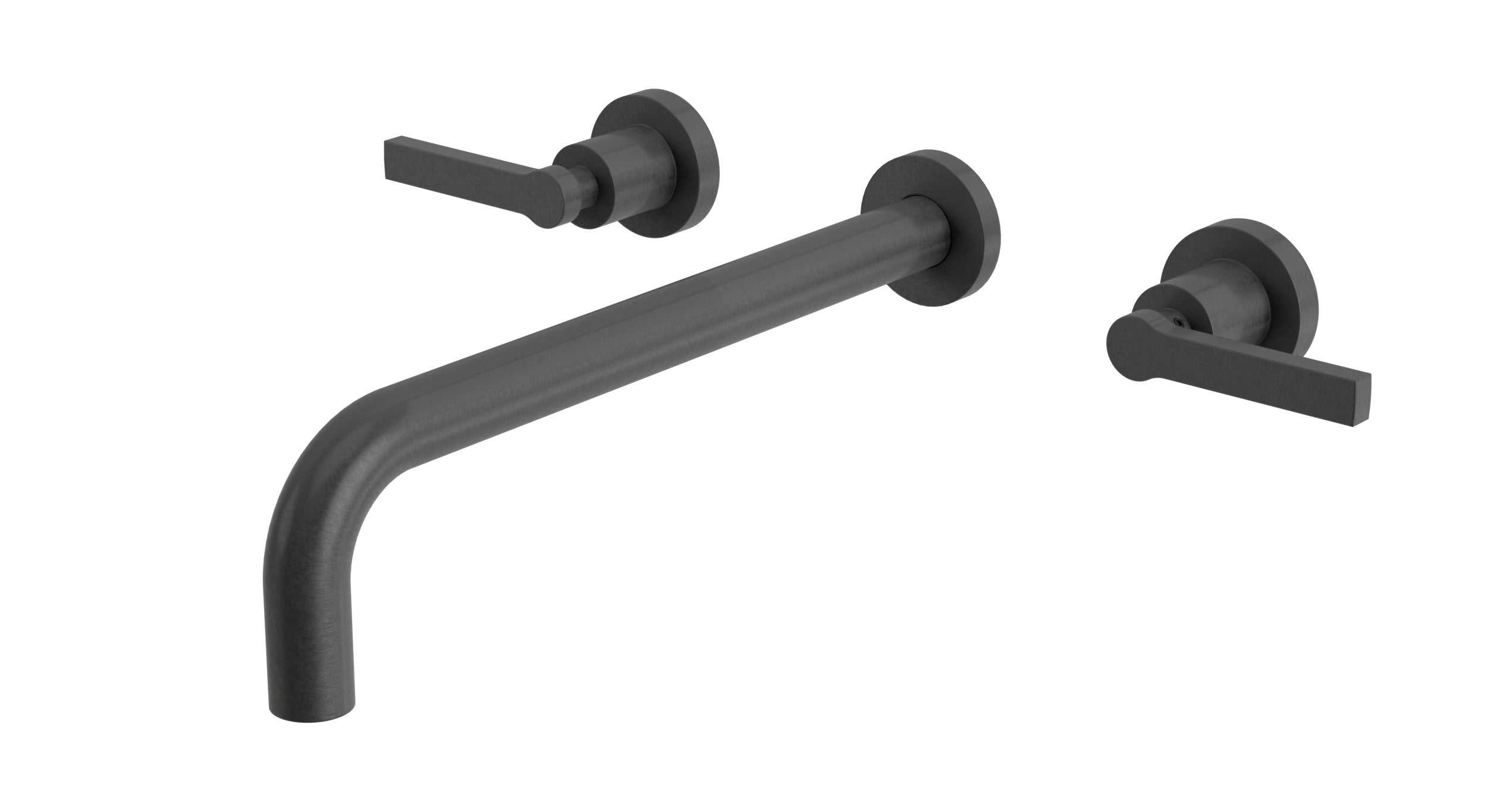 Flatiron Two Handle Wall Mount 12" Lavatory Faucet with Linear Lever Handles in Blackened Nickel