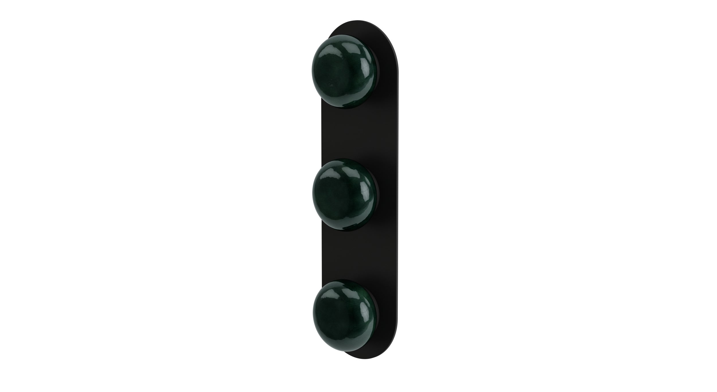 Foundry Three Handle Wall Mount Shower Trim with Pebble Ceramic Knob Handles in Matte Black