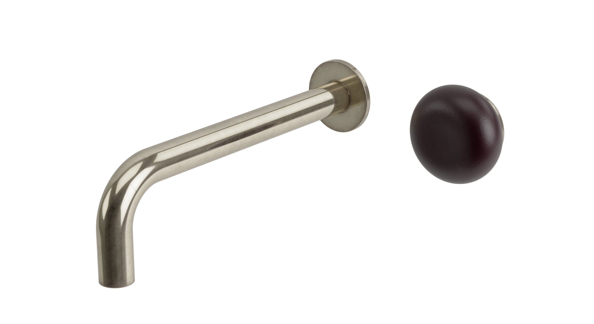 Foundry One Handle Wall Mount 7.5" Lavatory Faucet with Pebble Ceramic Knob Handle in French Nickel