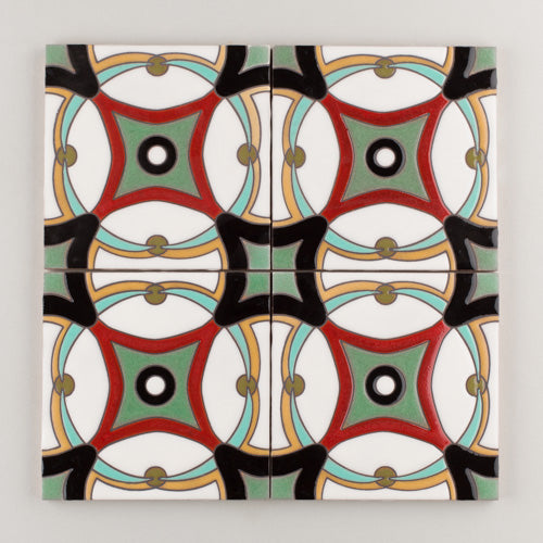 6x6 Handpainted Tile Morris in Warm Motif
