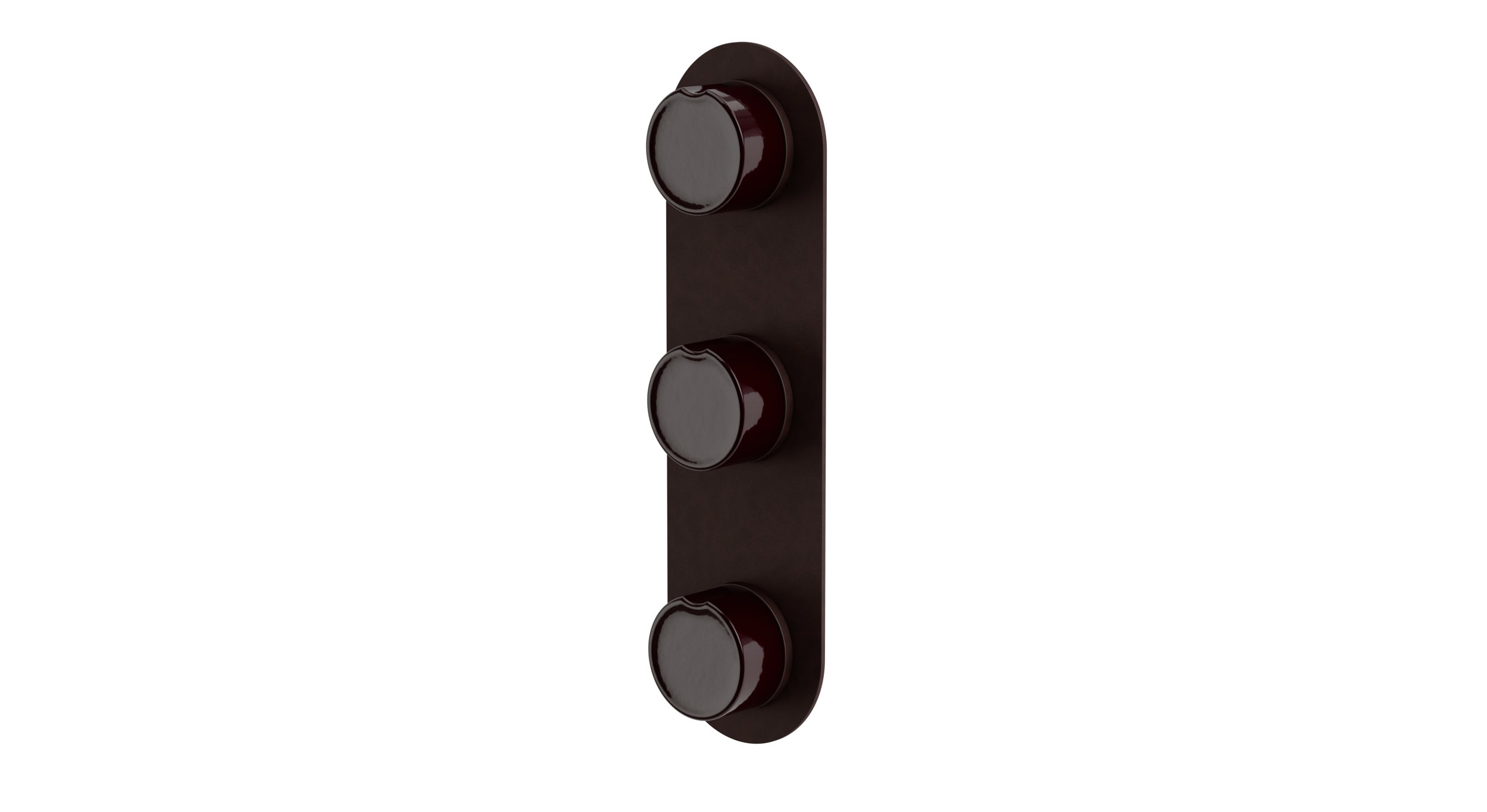 Foundry Three Handle Wall Mount Shower Trim with Groove Ceramic Knob Handles in Architectural Copper