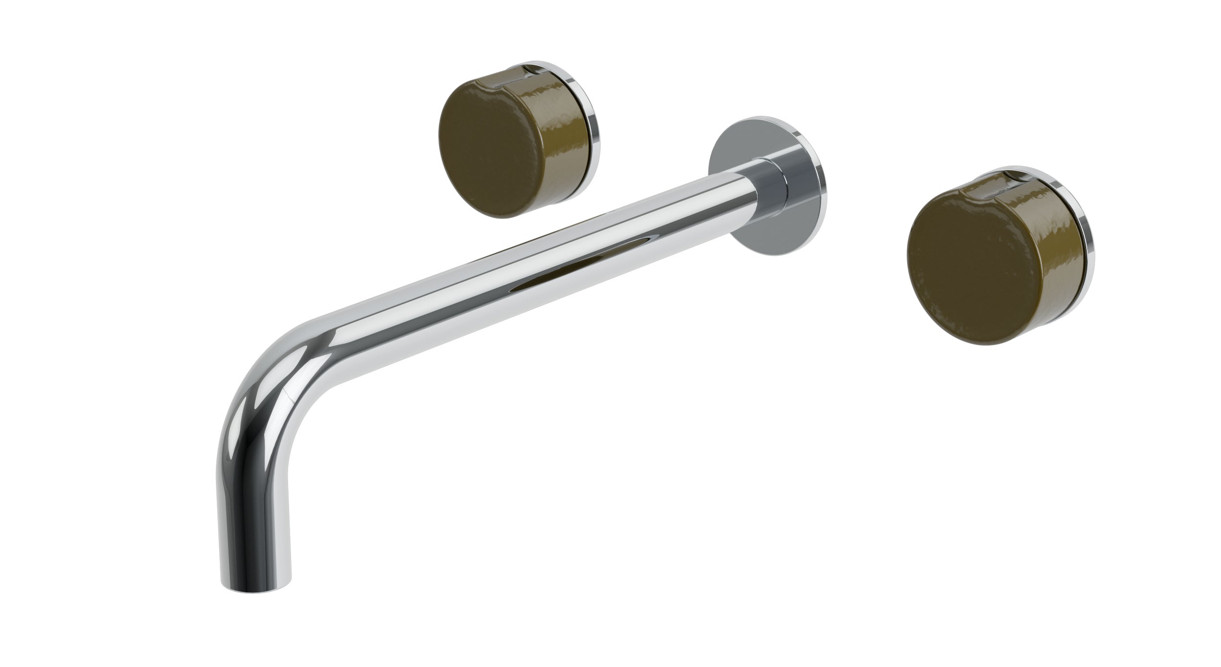 Foundry Two Handle Wall Mount 10" Lavatory Faucet with Groove Ceramic Knob Handles in Polished Chrome