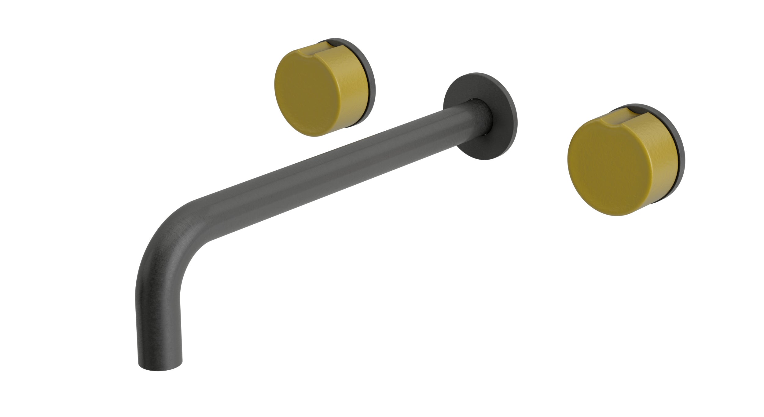 Foundry Two Handle Wall Mount 10" Lavatory Faucet with Groove Ceramic Knob Handles in Blackened Nickel
