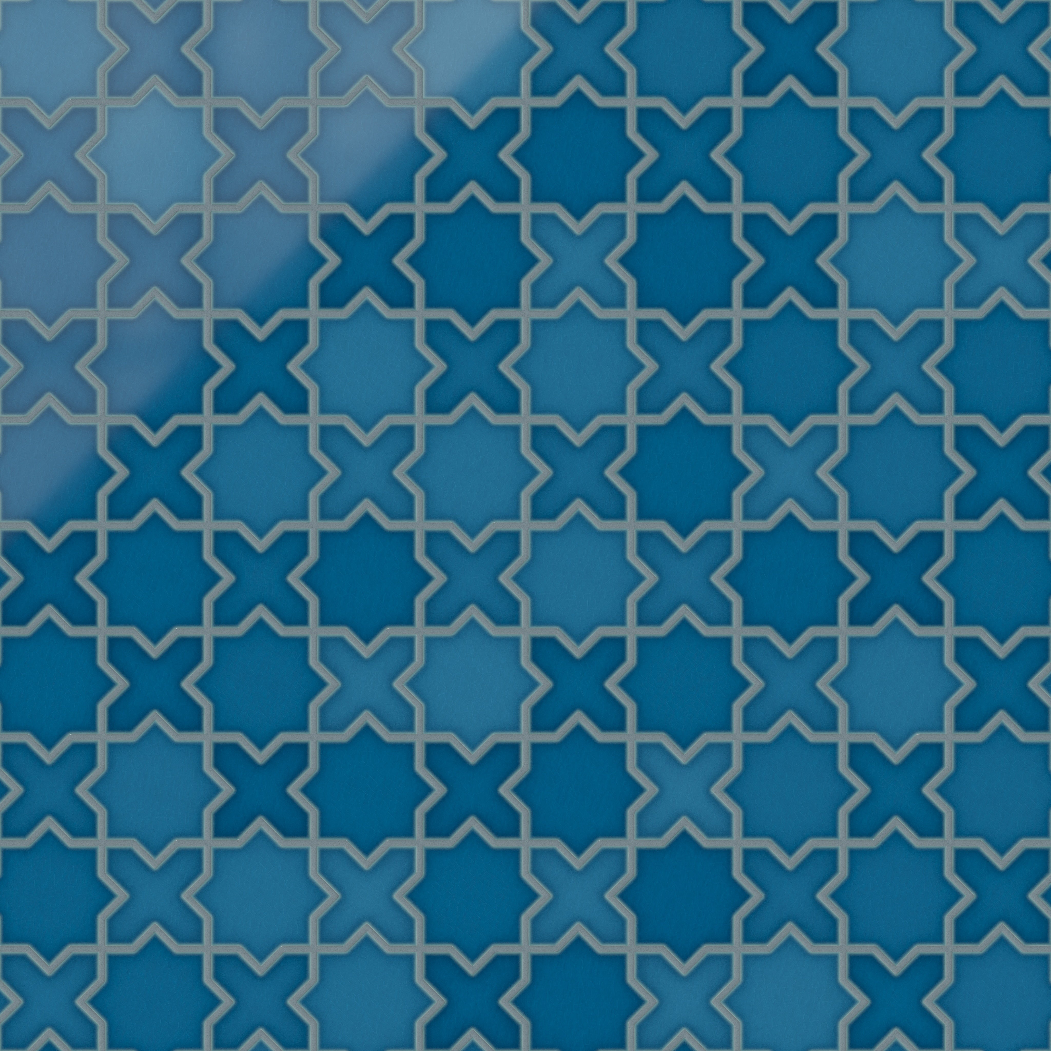 Mini Star & Cross Original Ceramic Tile in Adriatic Sea Gloss