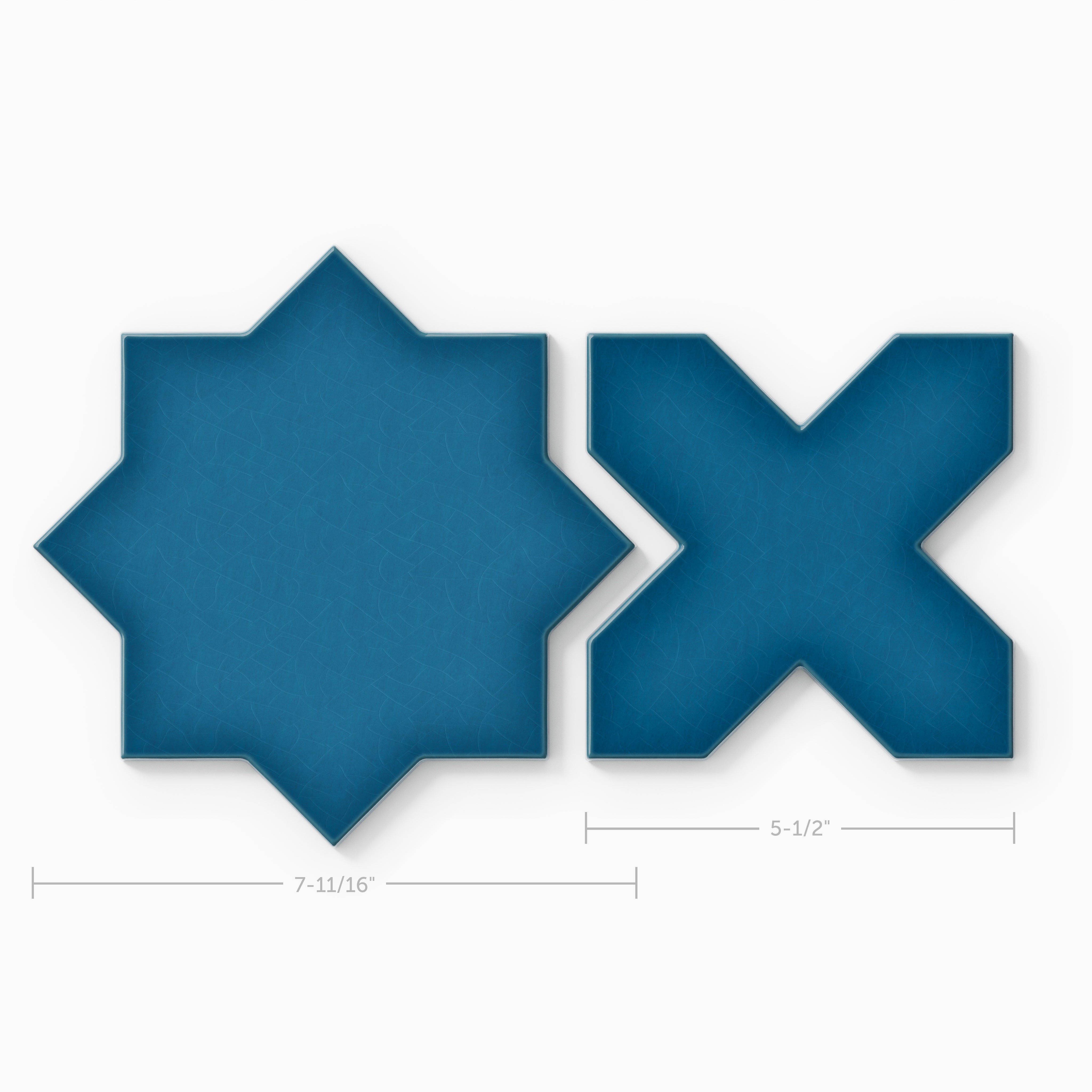 Star & Cross Original Ceramic Tile in Adriatic Sea Gloss