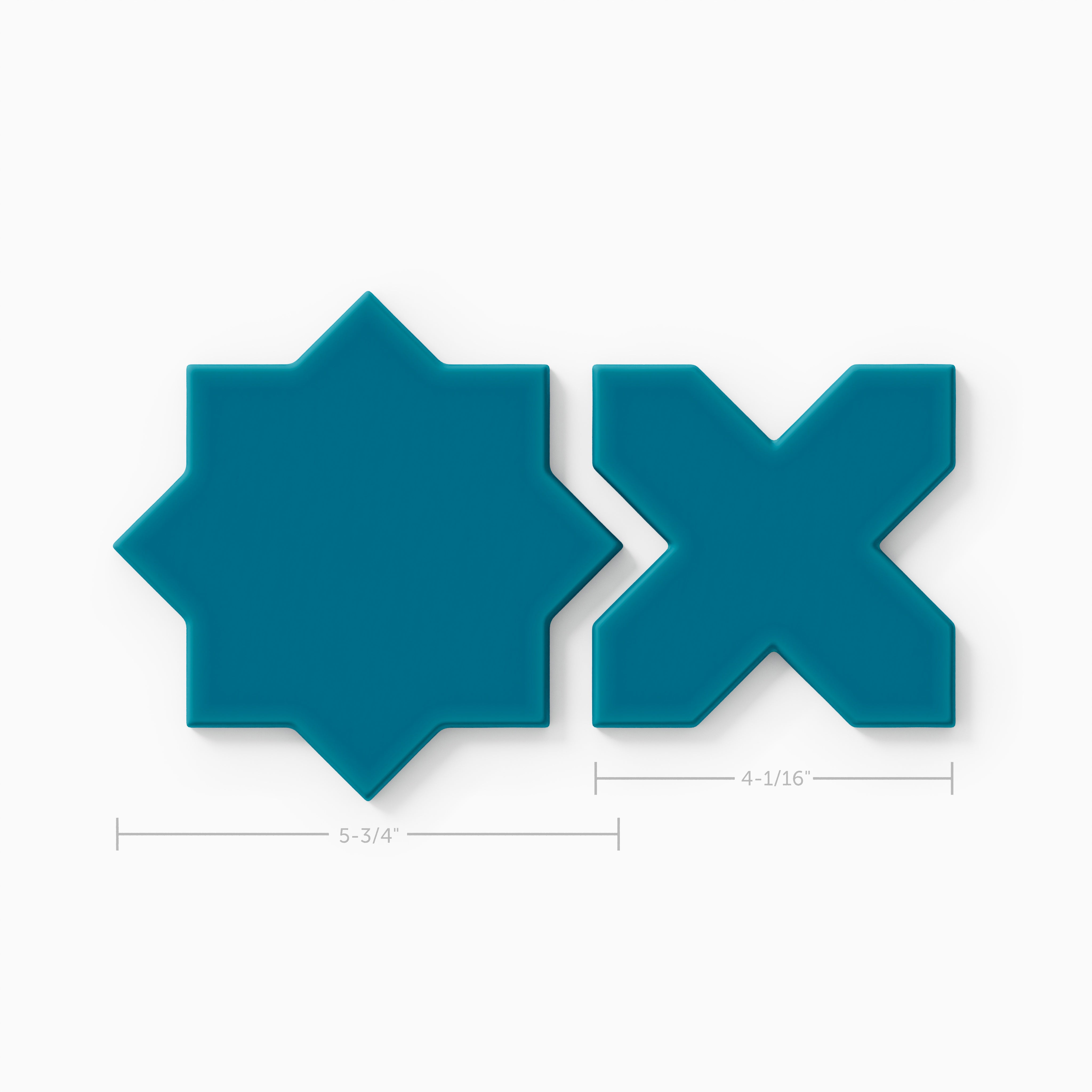 Mini Star & Cross Original Ceramic Tile in Adriatic Sea Matte