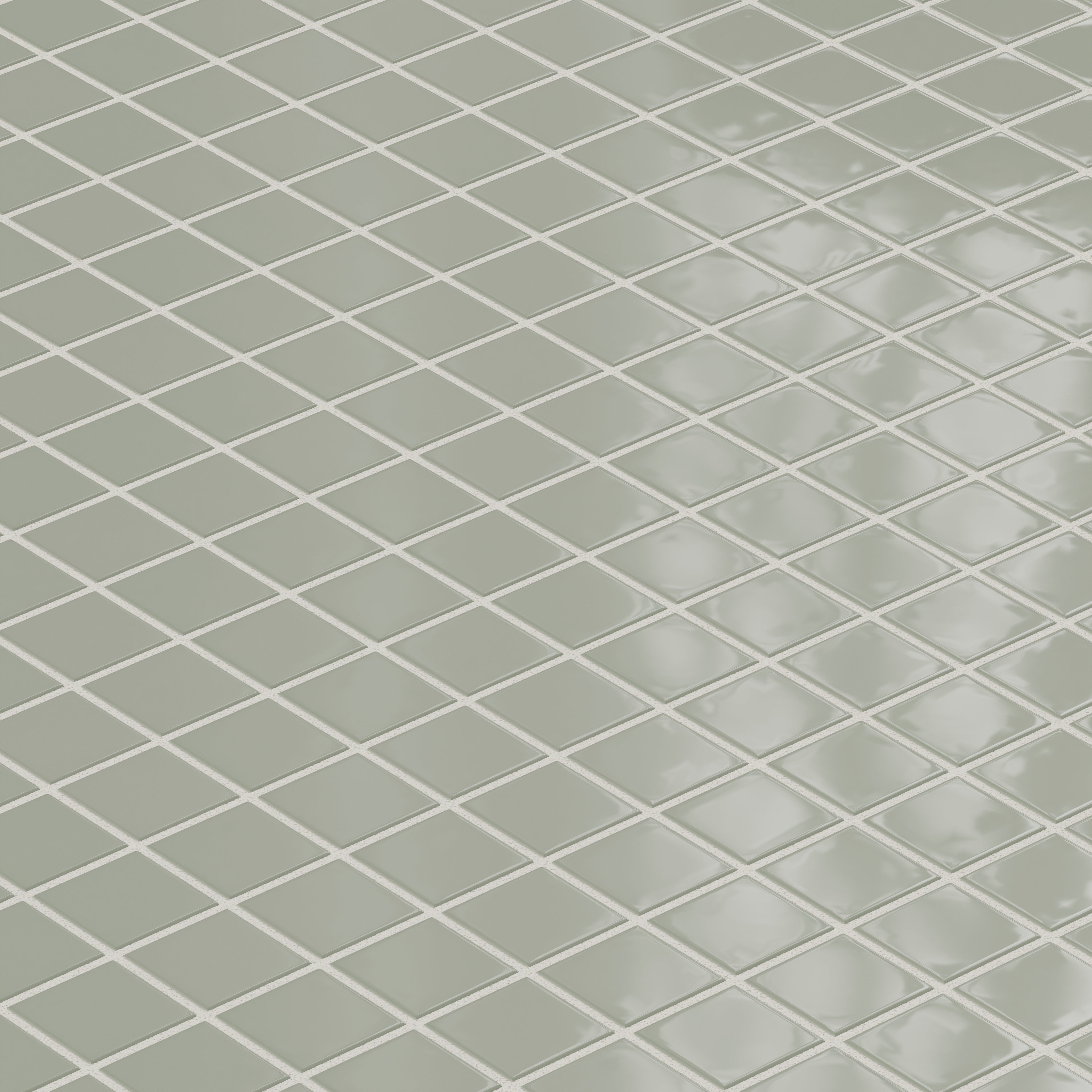 2x2 Straight Set Sheeted Natural Press Ceramic Mosaic Tile in Terre Verte Gloss