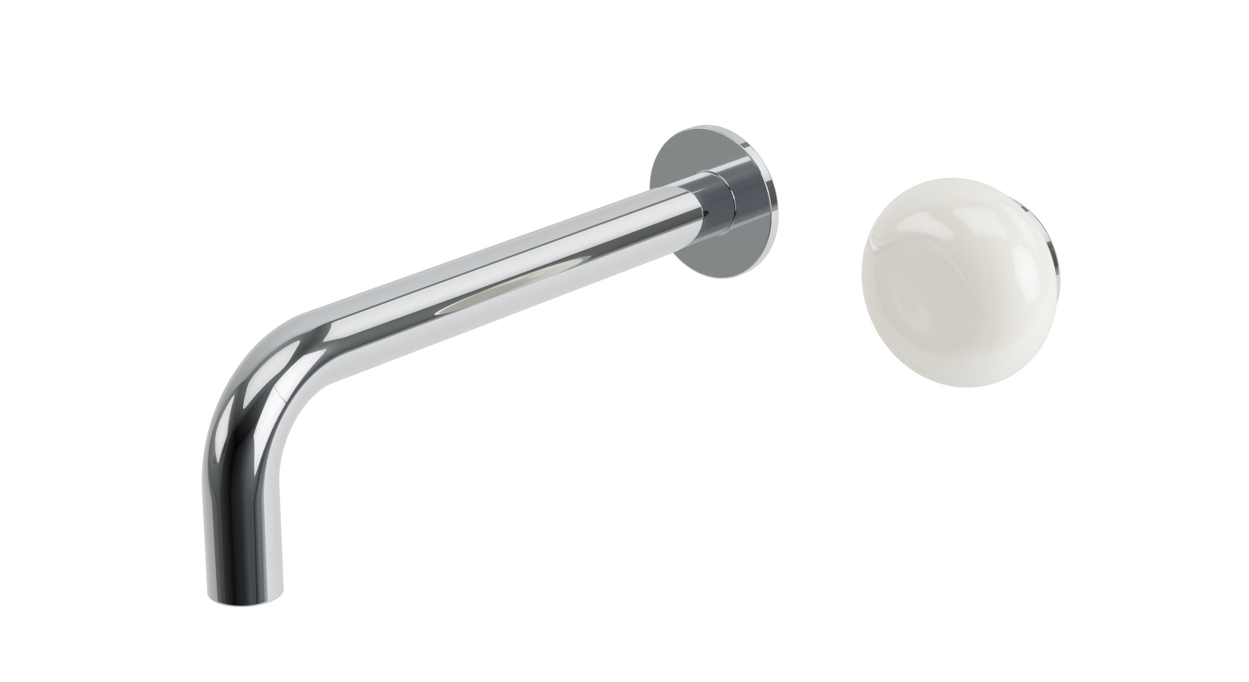 Foundry One Handle Wall Mount 7.5" Lavatory Faucet with Pebble Ceramic Knob Handle in Polished Chrome