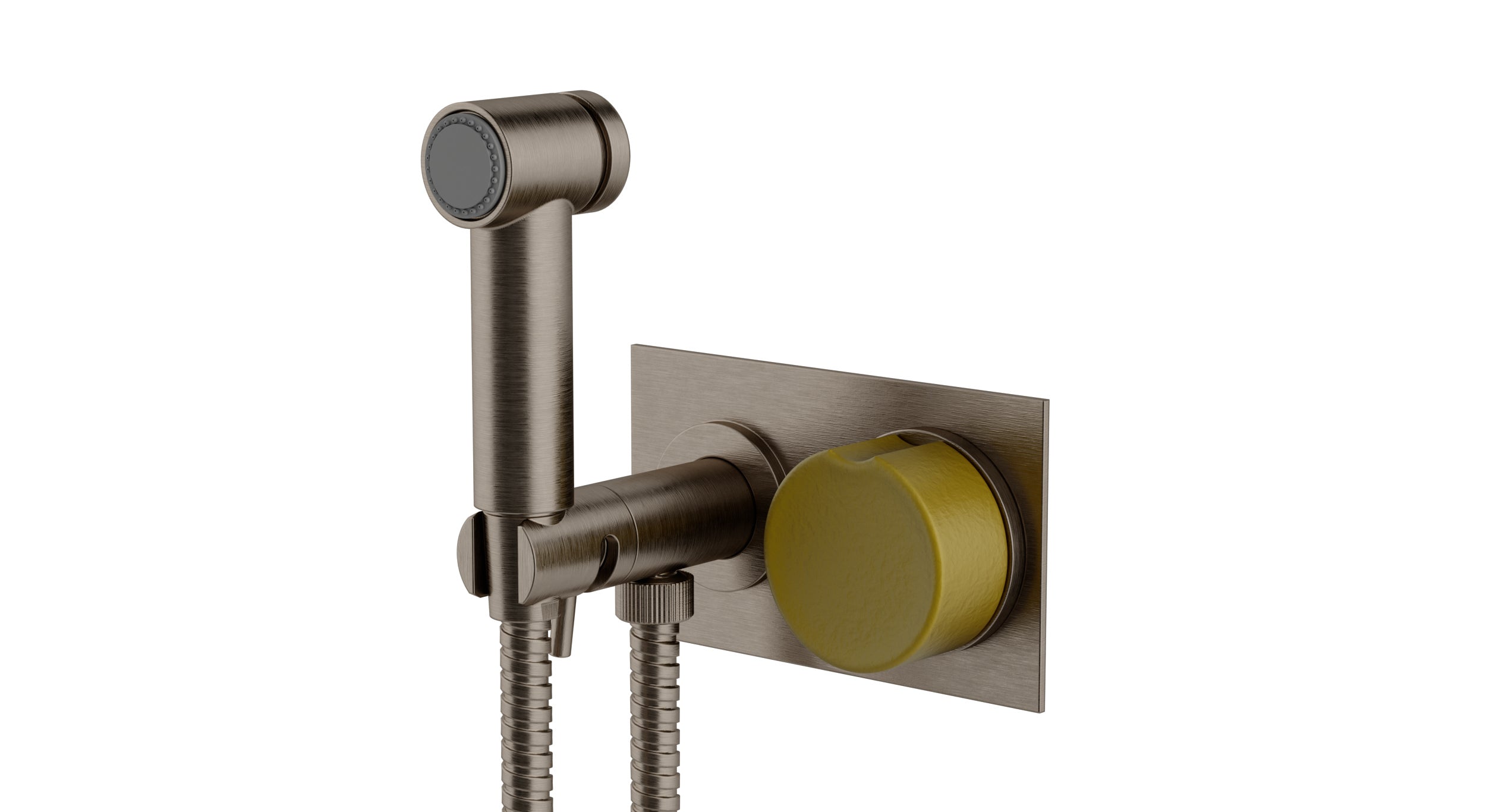 Foundry One Handle Wall Mount Bidet Trim with Groove Ceramic Knob Handle in Antique Nickel