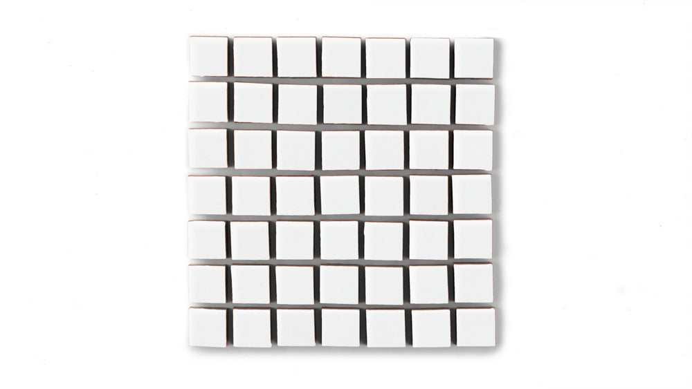 1x1 Straight Set Sheeted Original Ceramic Mosaic Tile in Calcite Gloss