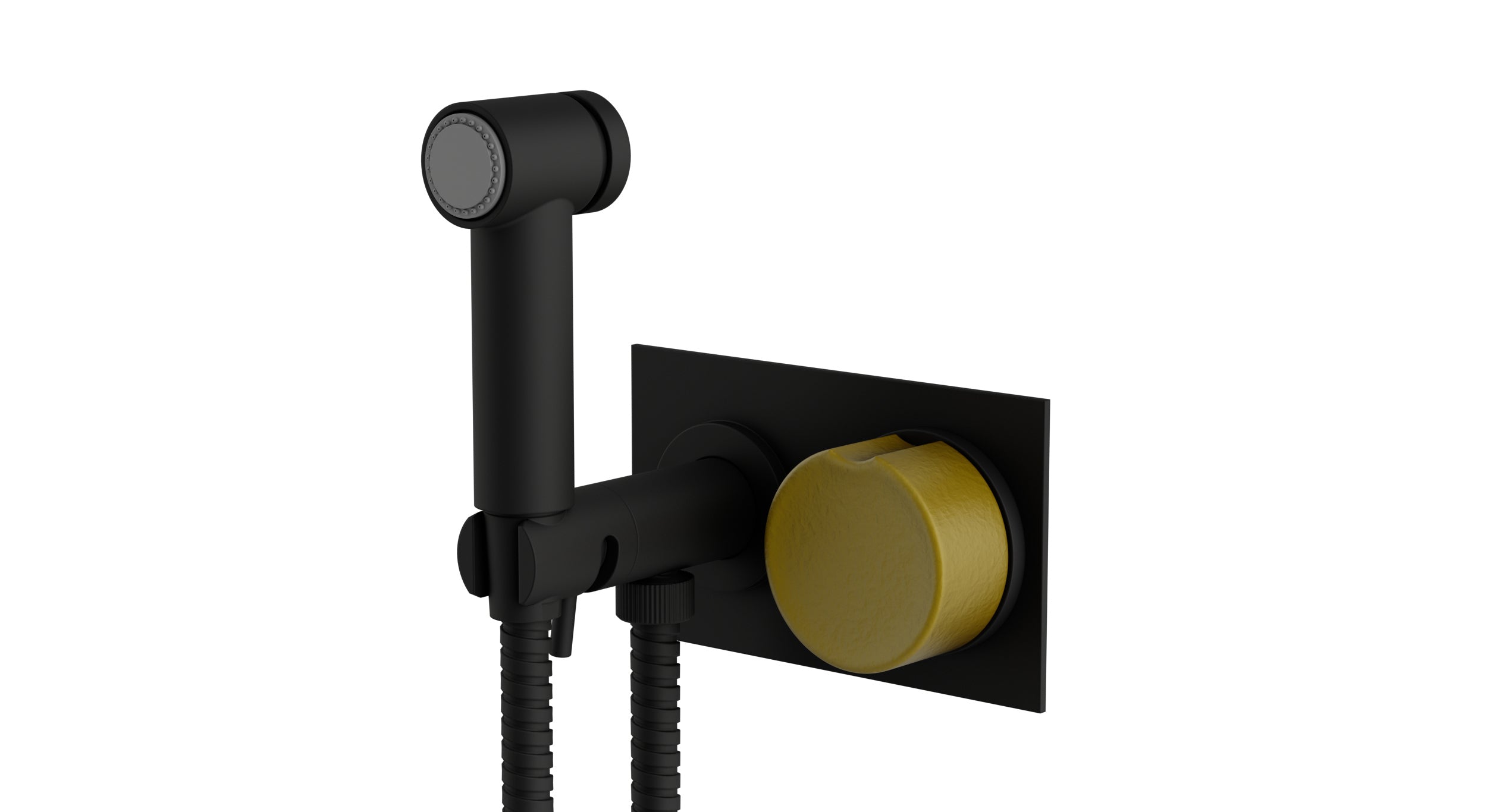 Foundry One Handle Wall Mount Bidet Trim with Groove Ceramic Knob Handle in Matte Black