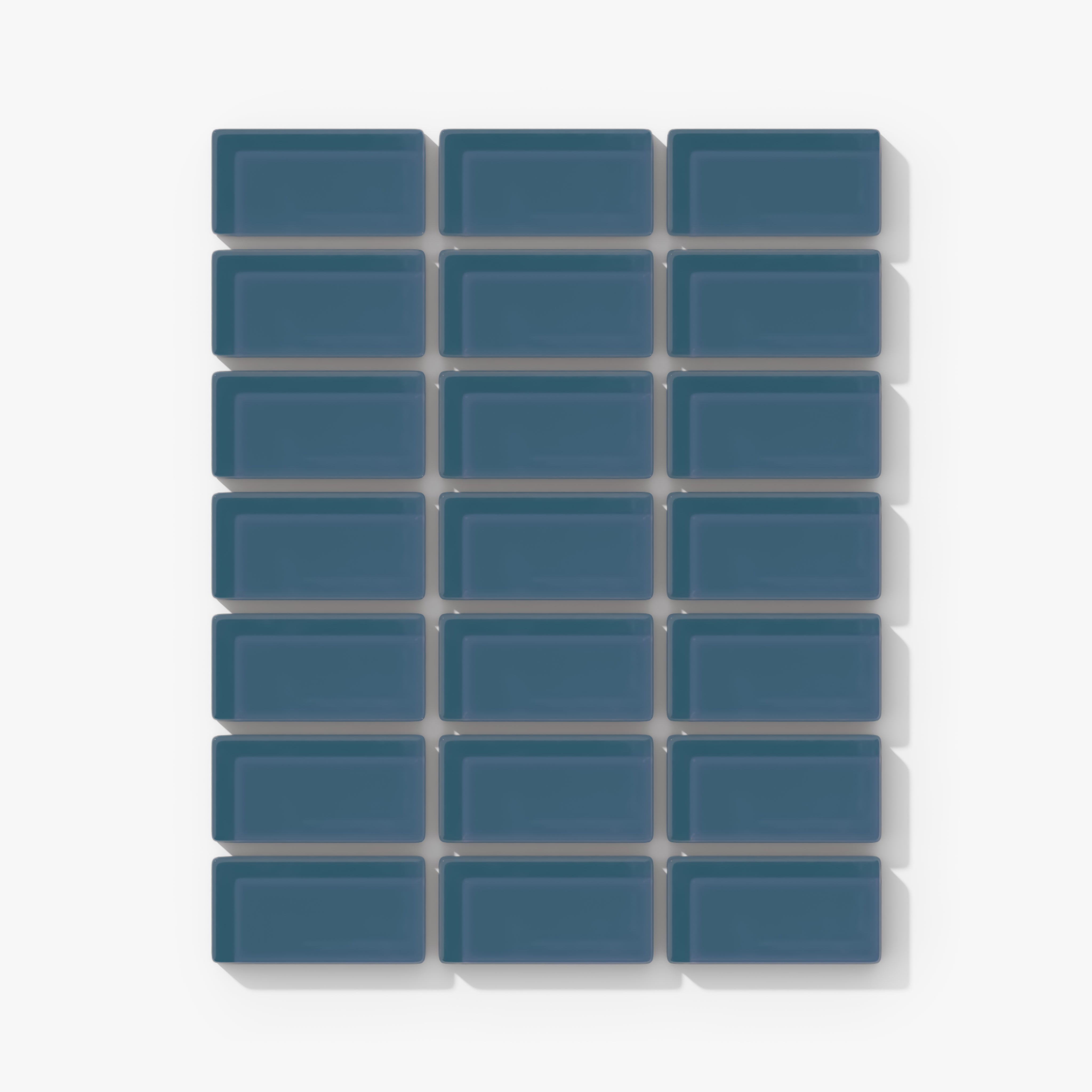 1x2 Straight Set Sheeted Glass Mosaic Tile in Blue Jay Gloss
