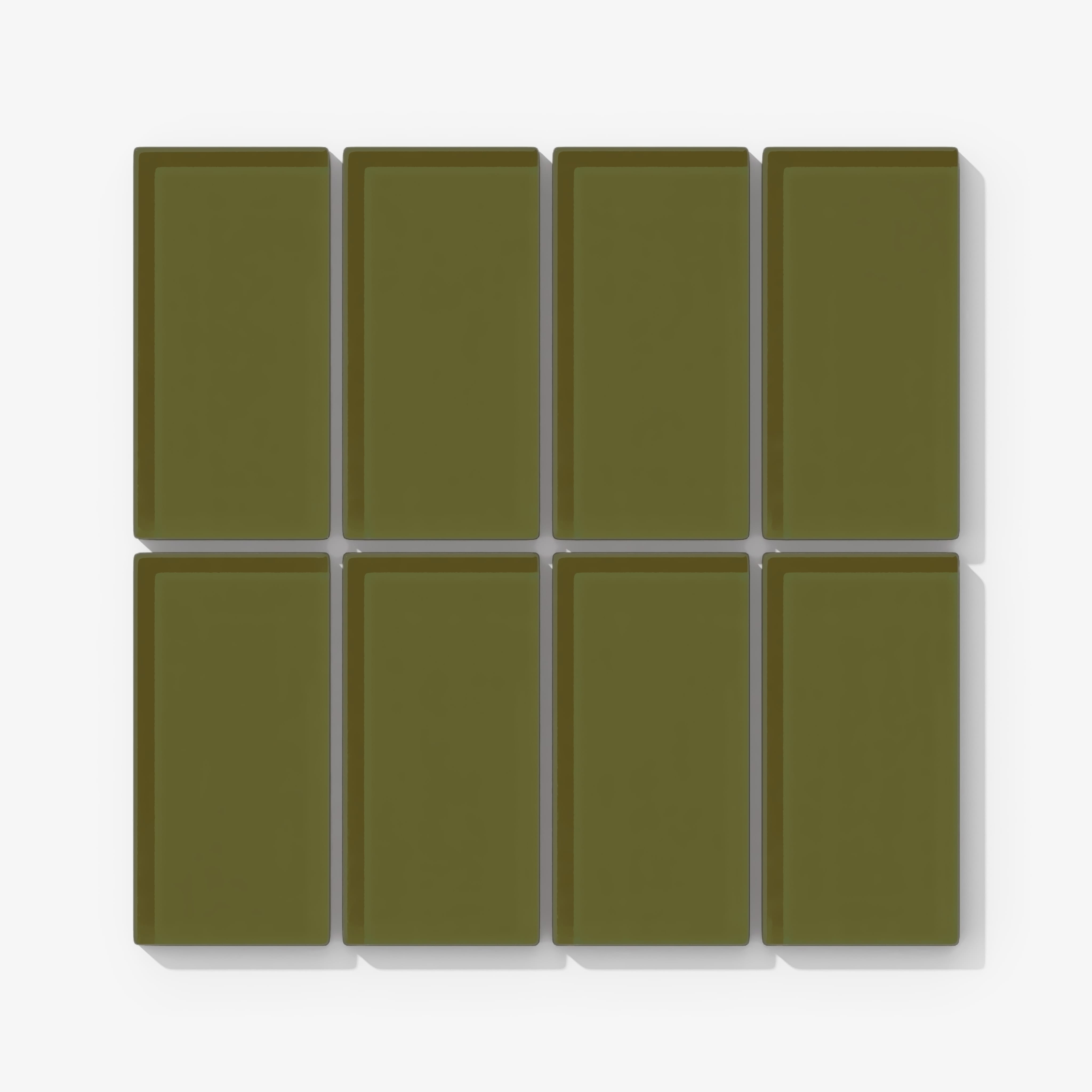 2x4 Straight Set Sheeted Glass Mosaic Tile in Cormorant Gloss