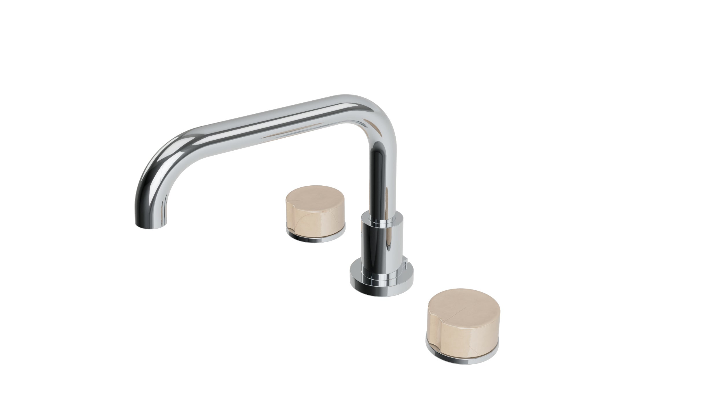 Foundry Two Handle Deck Mount Squaretop Bath Trim with Groove Ceramic Knob Handles in Polished Chrome