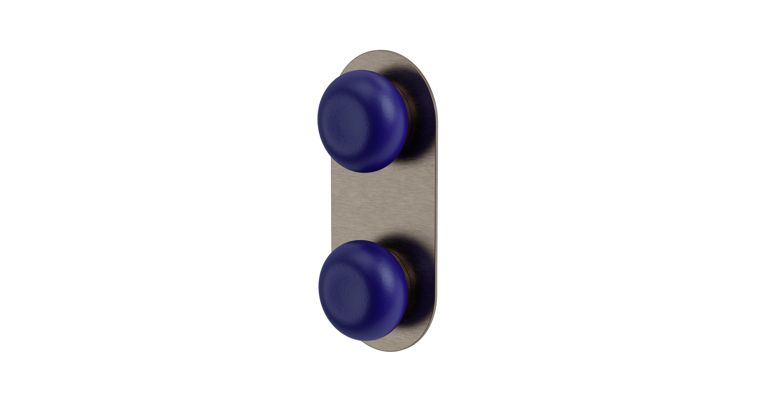 Foundry Two Handle Wall Mount Shower Trim with Pebble Ceramic Knob Handles in Antique Nickel
