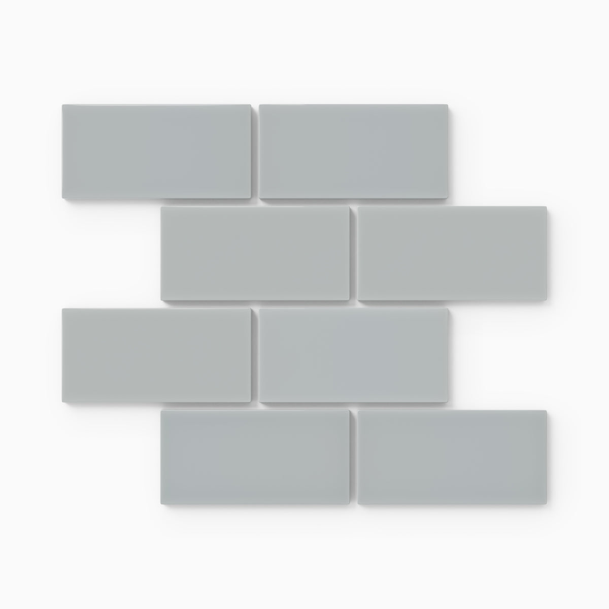 2x4 Half Offset Sheeted Natural Press Ceramic Mosaic Tile in Alberta Blue Gloss