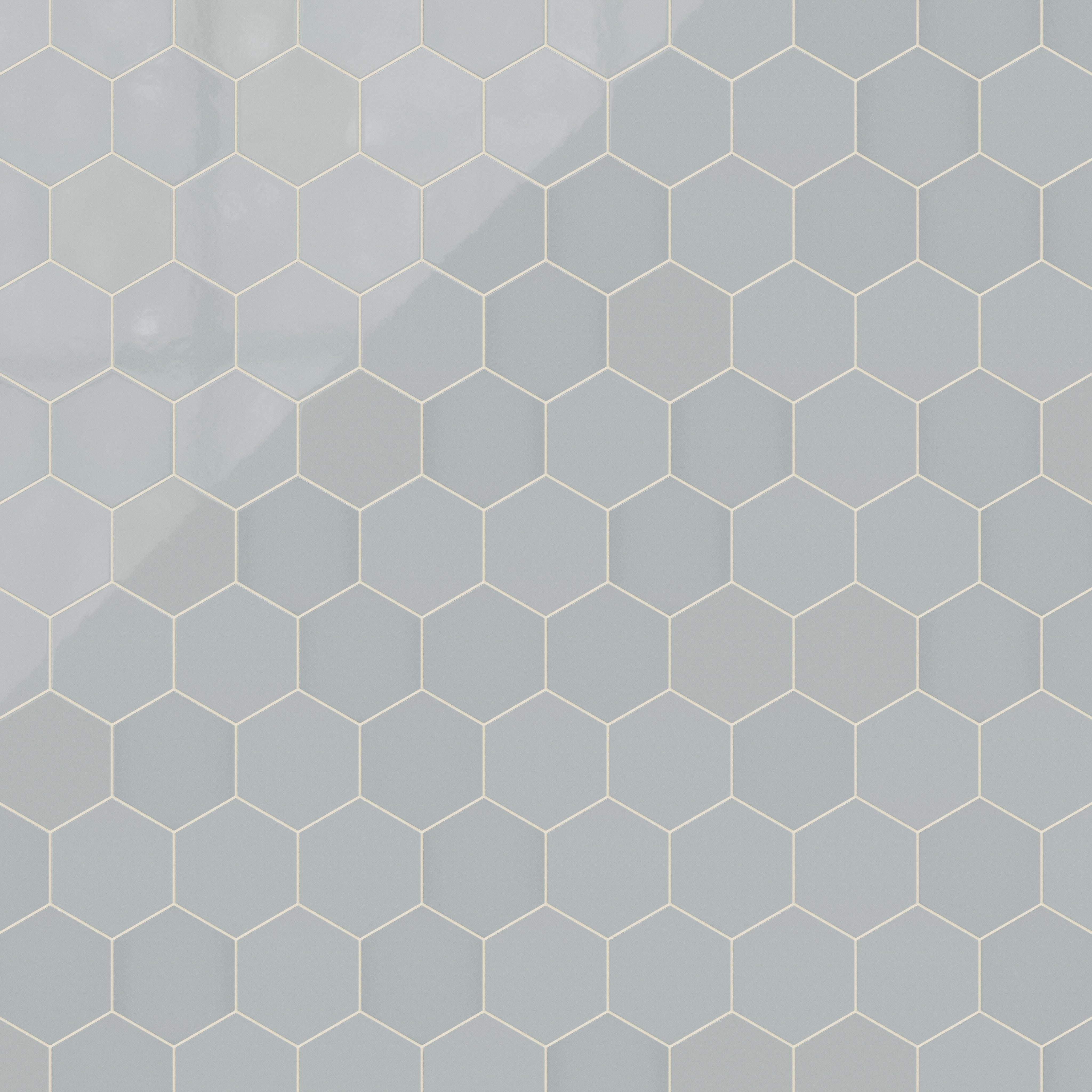 8" Hexagon Natural Press Ceramic Tile in Alberta Blue Gloss