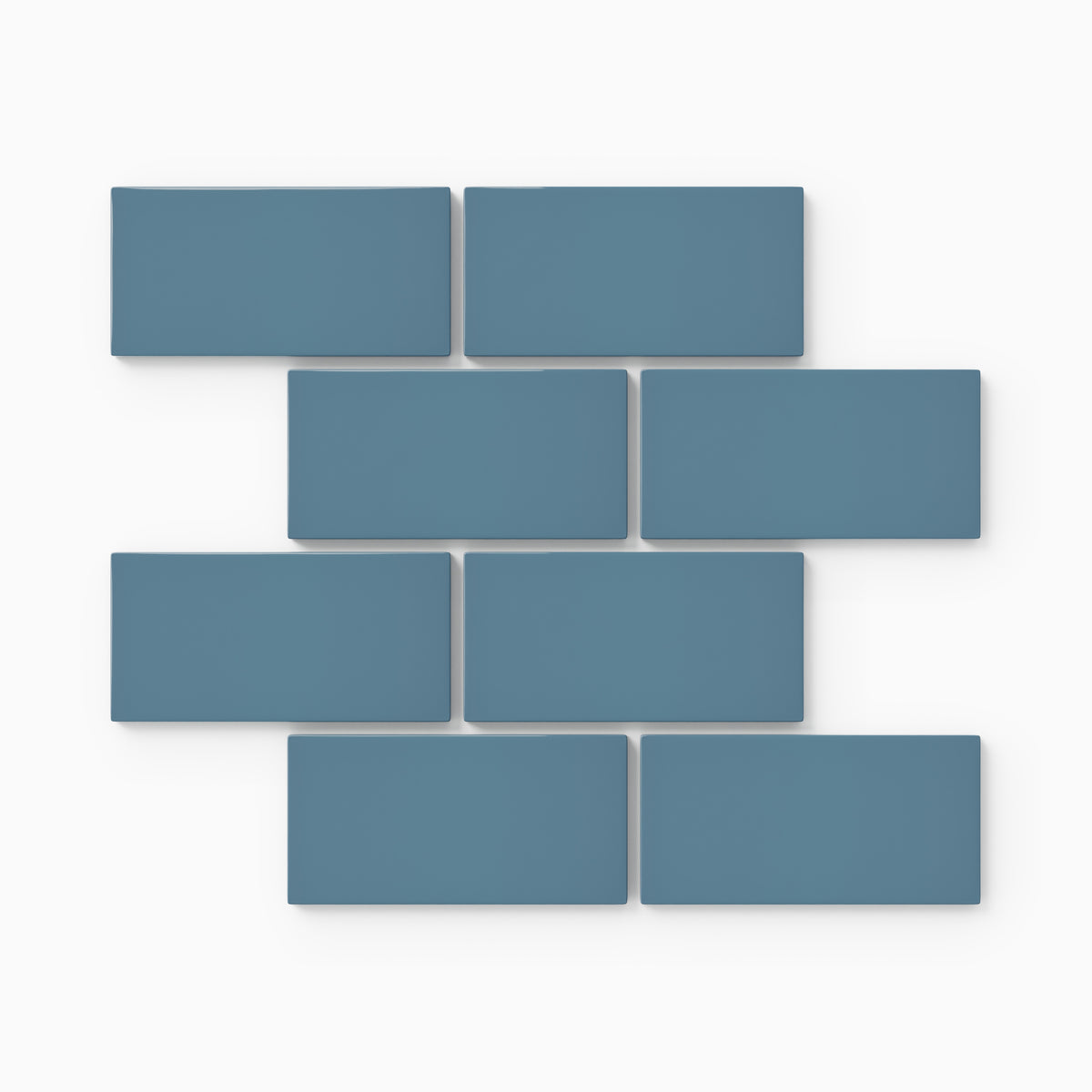 2x4 Half Offset Sheeted Natural Press Ceramic Mosaic Tile in Azurite Gloss