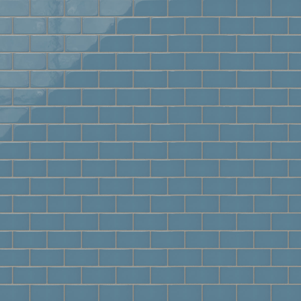 2x4 Half Offset Sheeted Natural Press Ceramic Mosaic Tile in Azurite Gloss