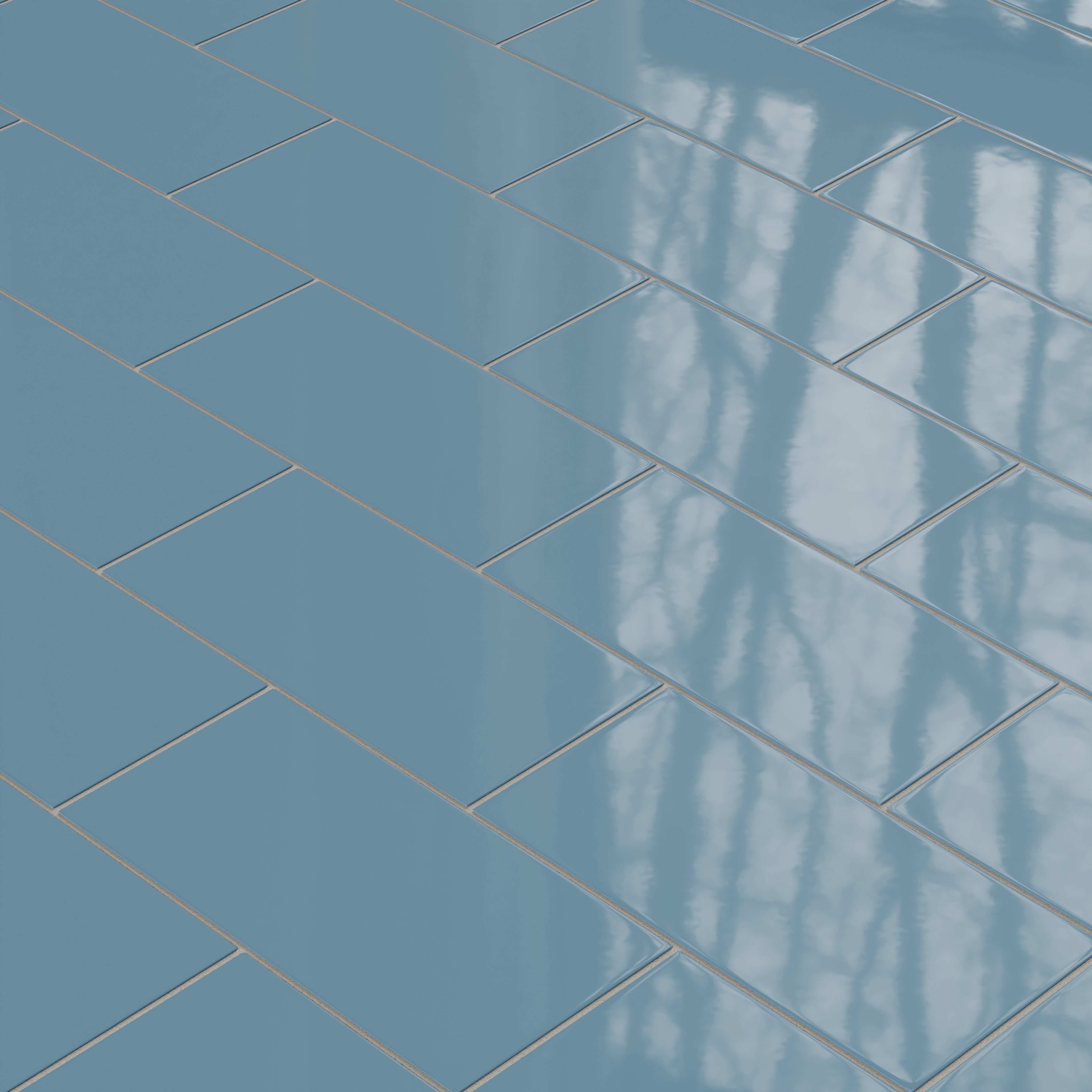 6x12 Natural Press Ceramic Tile in Azurite Gloss